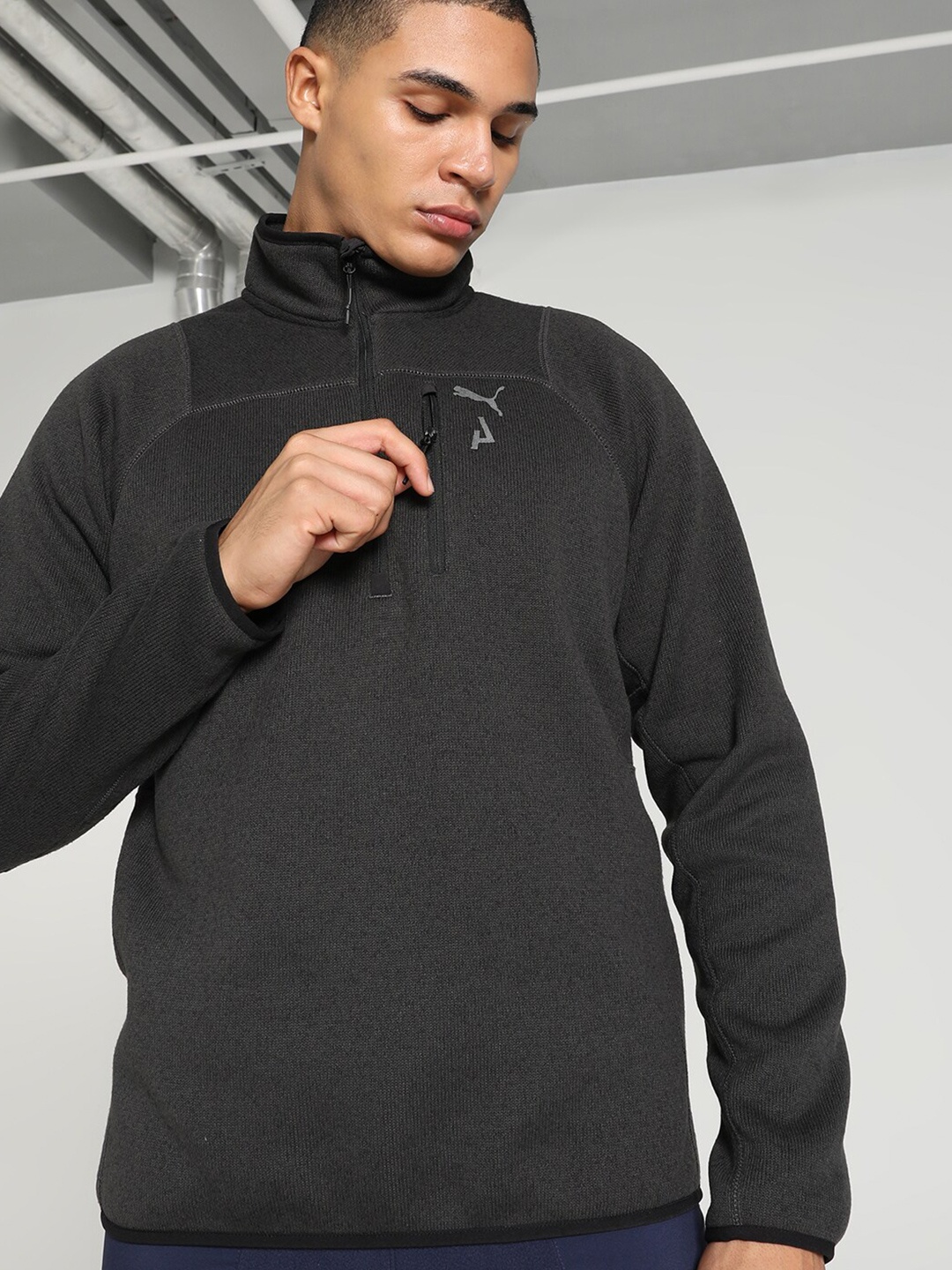 

Puma Mock Collar Sweatshirt, Grey