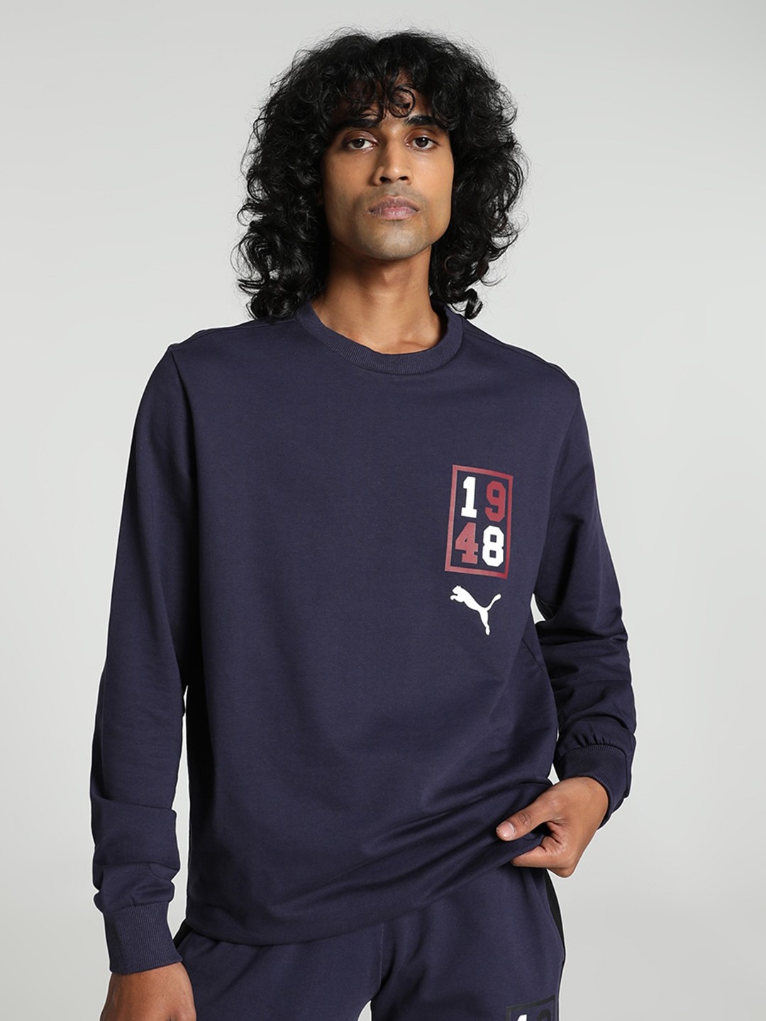 

Puma Graphic Printed Crew-Neck Sweatshirt, Blue