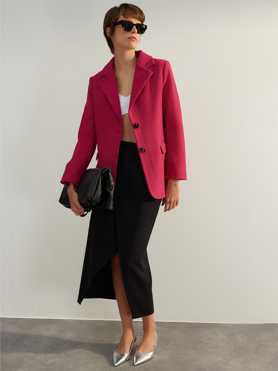 

Trendyol Longline Tailored Jacket, Fuchsia