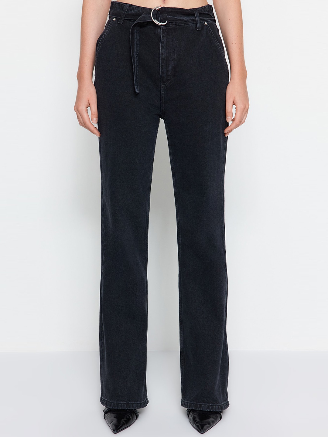 

Trendyol Women Mid Rise Cotton Jeans, Black