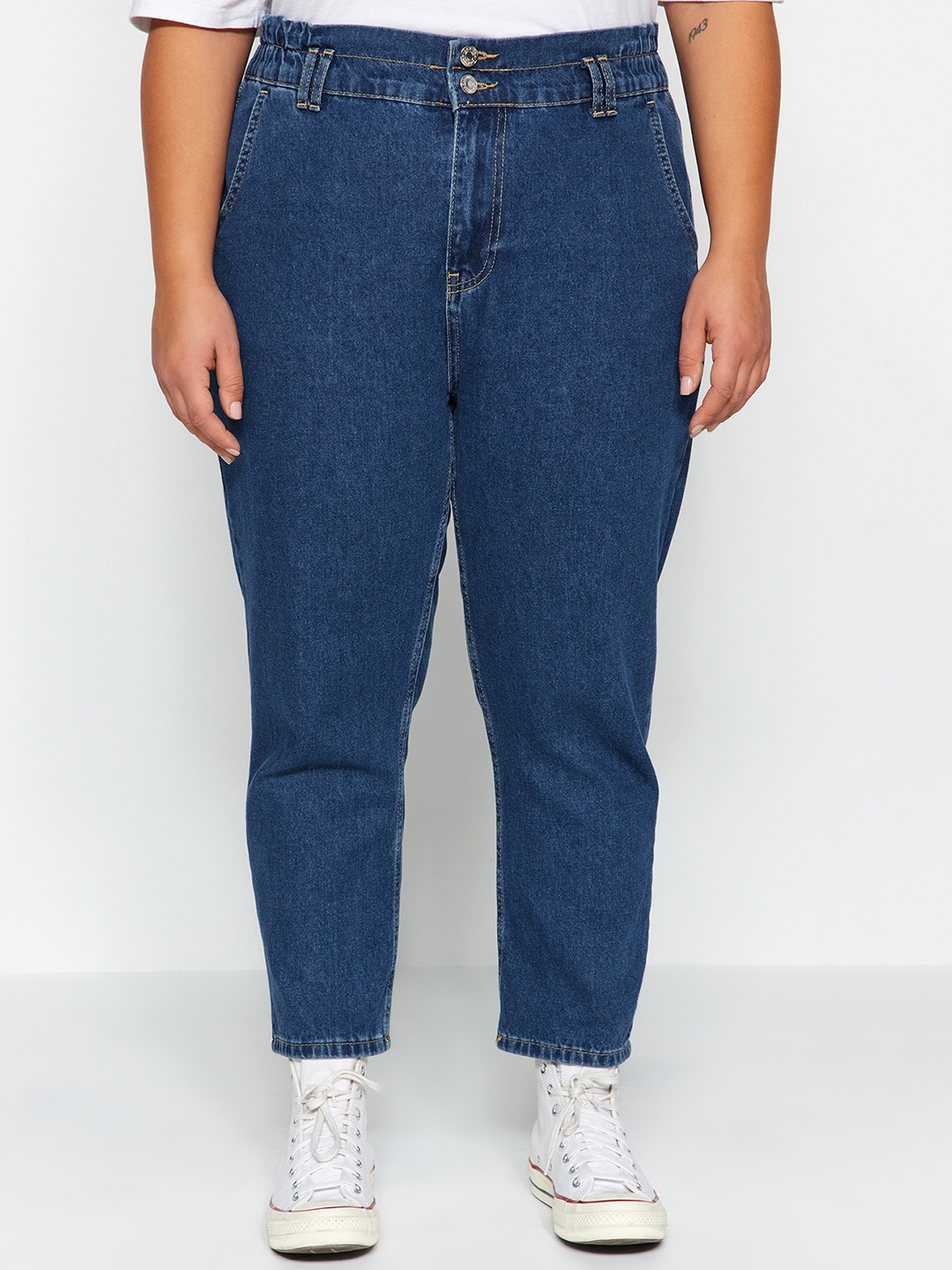 

Trendyol Women Plus Size Mid-Rise Jeans, Navy blue