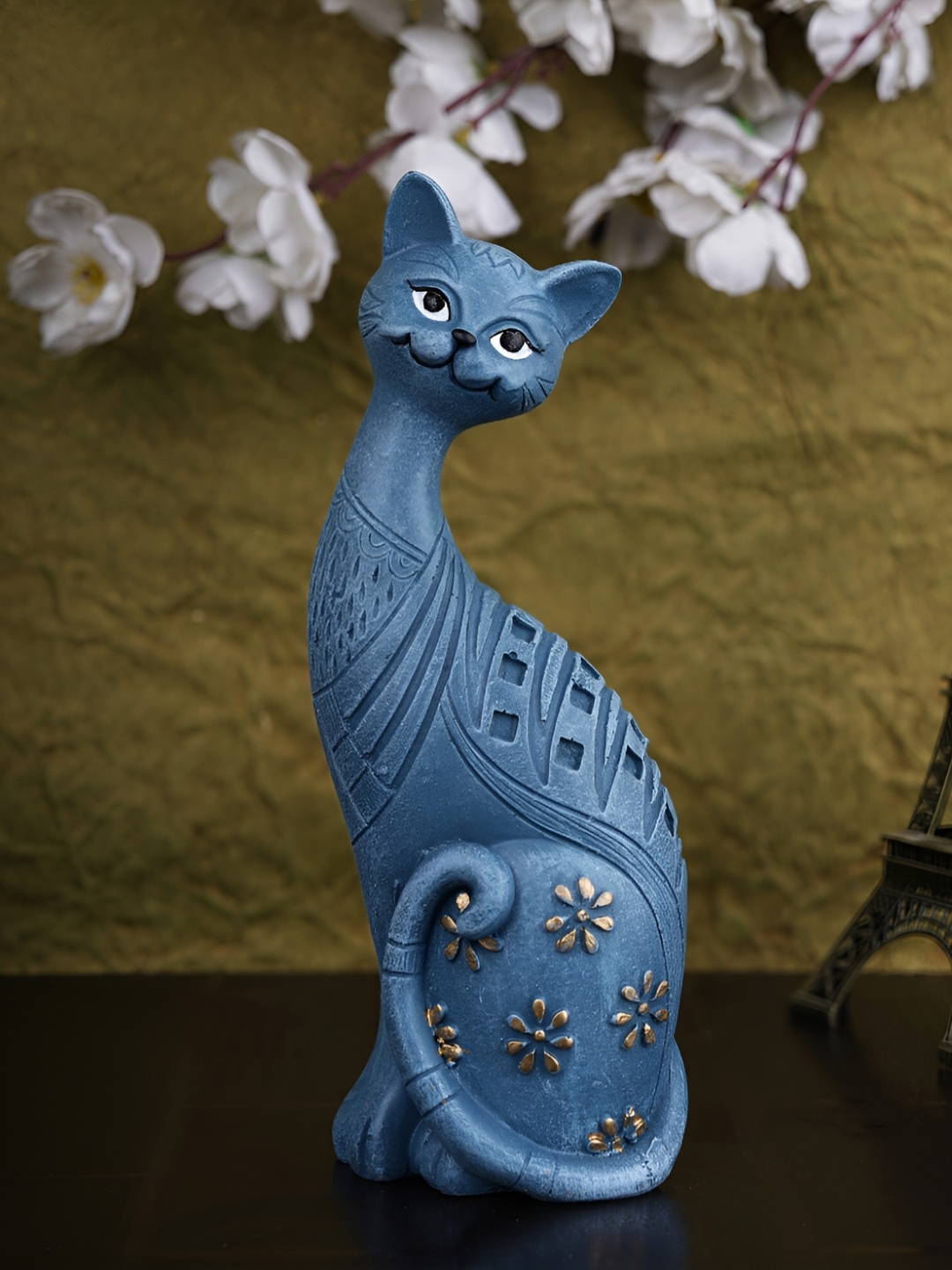 

Vikarafty Blue Art Cat Figurine Showpiece
