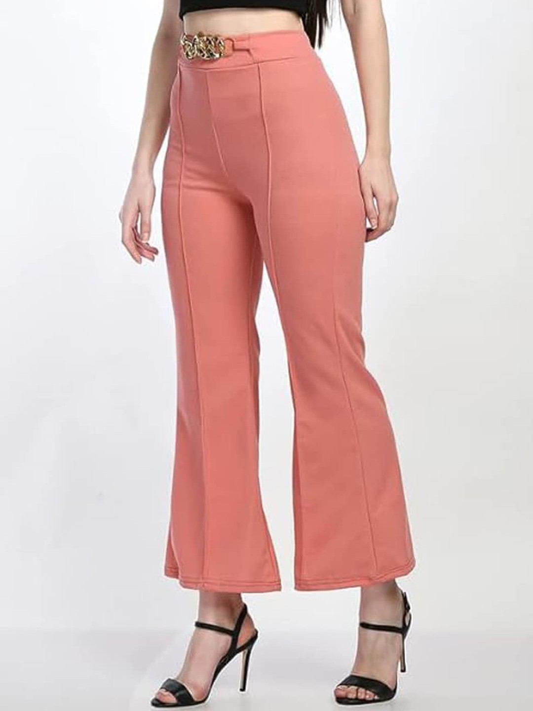 BAESD Women Relaxed Straight Leg Skinny Fit High-Rise Wrinkle Free Pleated Trousers, Coral
