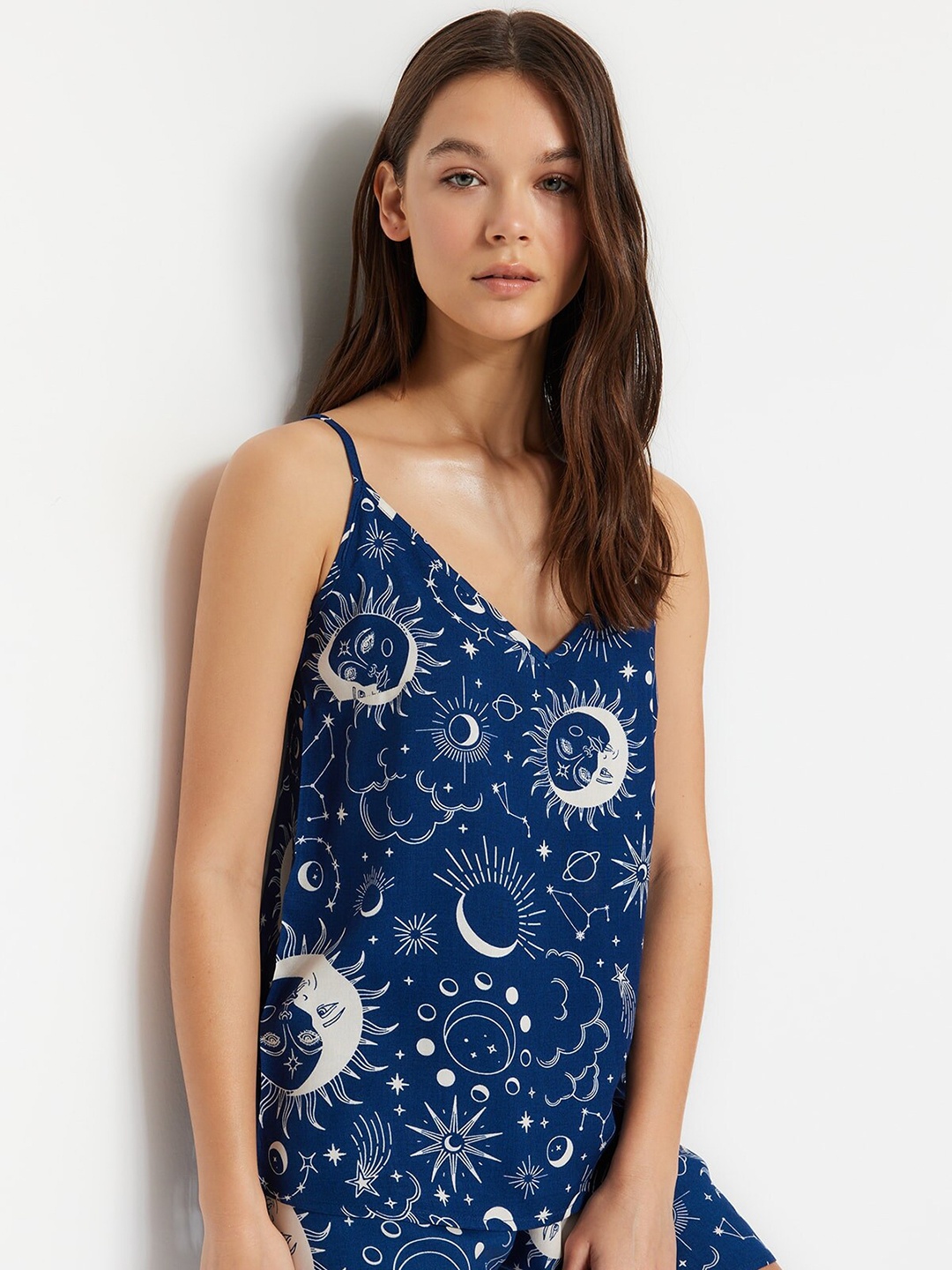 

Trendyol Graphic Printed Night Suits, Blue