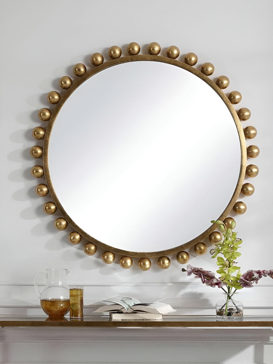

Writings On The Wall Brown Pearl Necklace Metal Wall Mirror