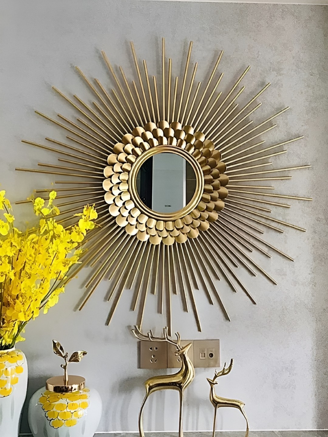 

Writings On The Wall Brown Sunburst Designer Metal Wall Mirror