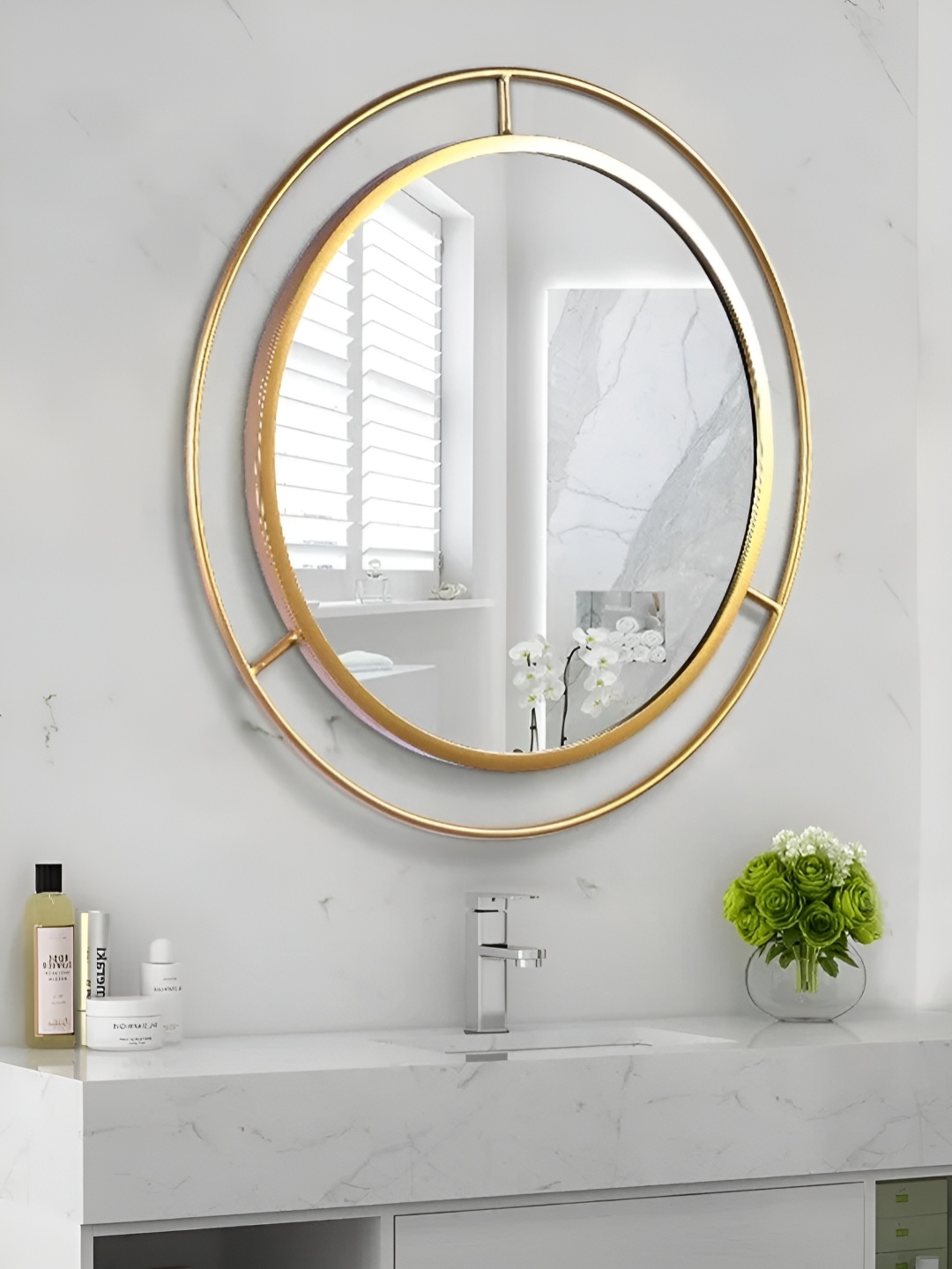

Writings On The Wall Brown Double Ring Designer Metal Wall Mirror