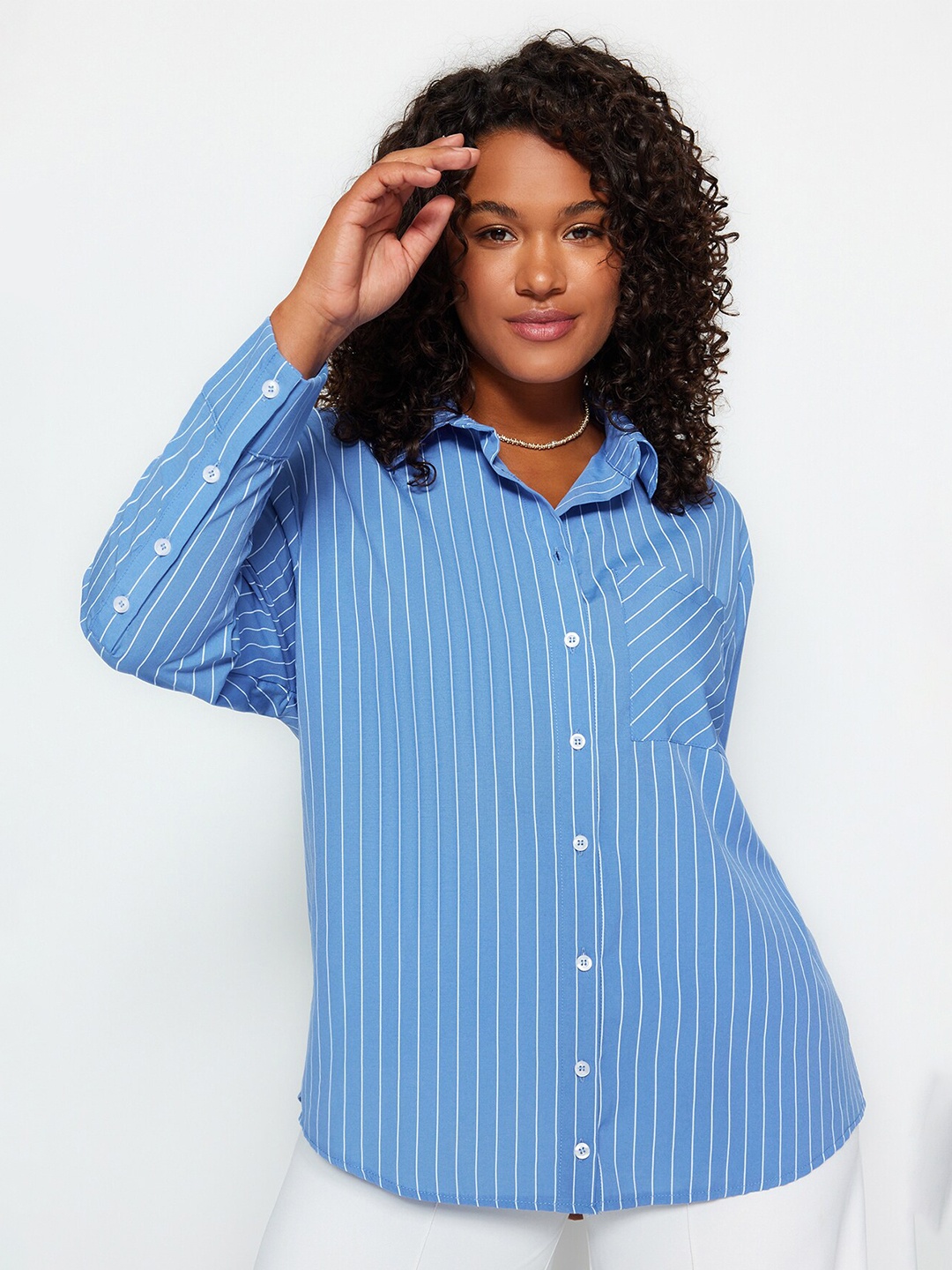 

Trendyol Vertical Striped Casual Shirt, Blue