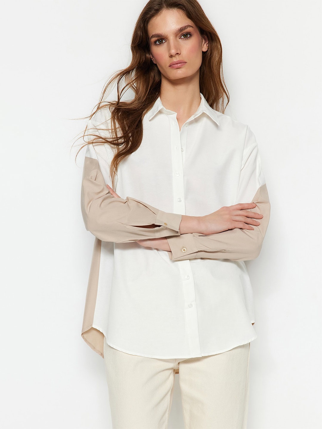 

Trendyol Colourblocked Cotton Shirt, White