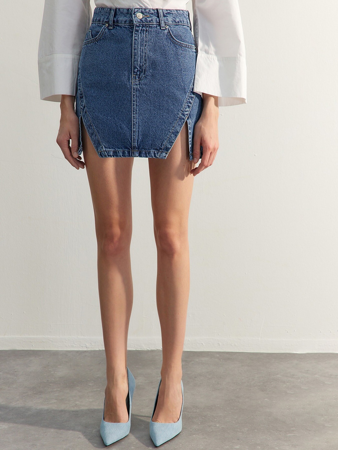 

Trendyol Pure Cotton Mini Skirt, Blue