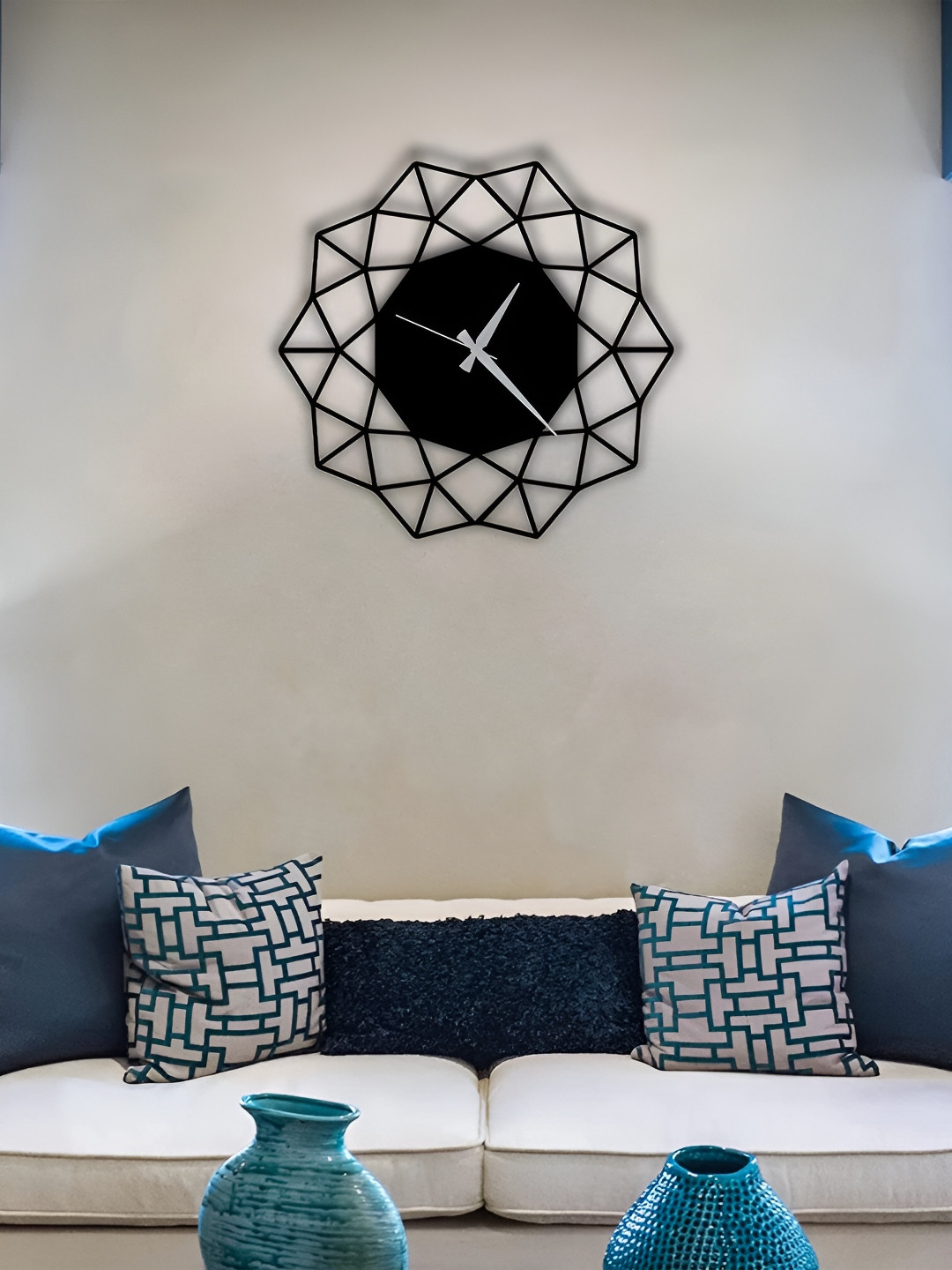 

WALLCENTRE Black Metal Contemporary Geometric Analogue Wall Clock