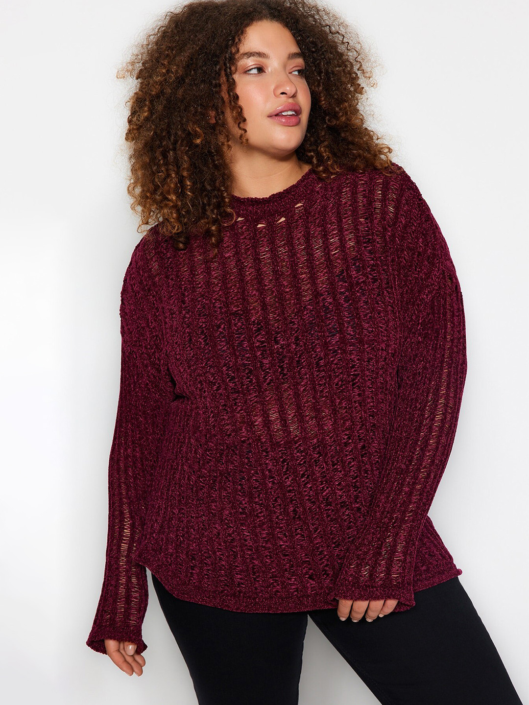 

Trendyol Cable Knit Pullover Sweater, Maroon