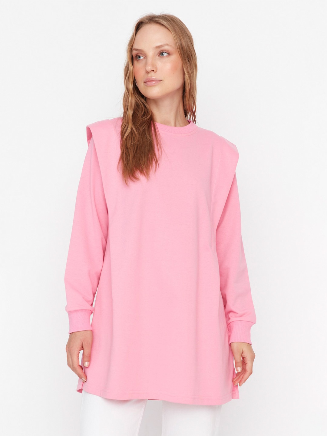 

Trendyol Round Neck Longline Pullover Sweatshirt, Pink