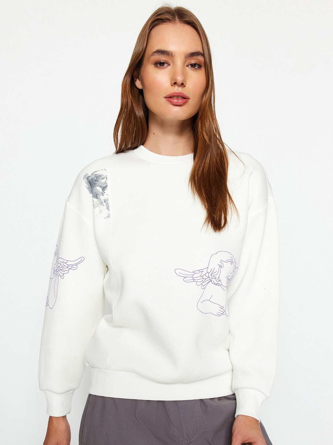 

Trendyol Graphic Printed Sweatshirt, White