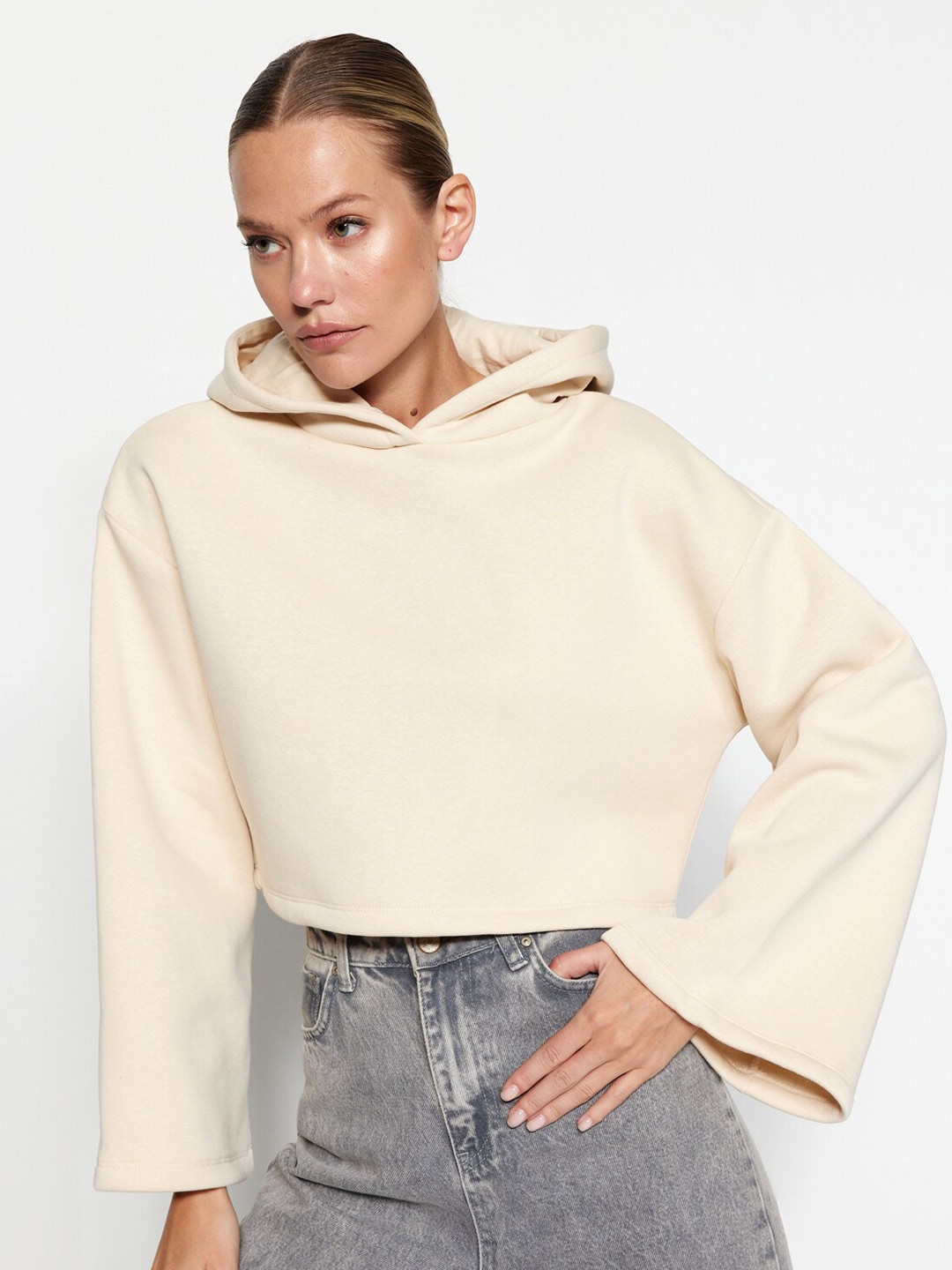 

Trendyol Hooded Long Sleeves Sweatshirt, Beige