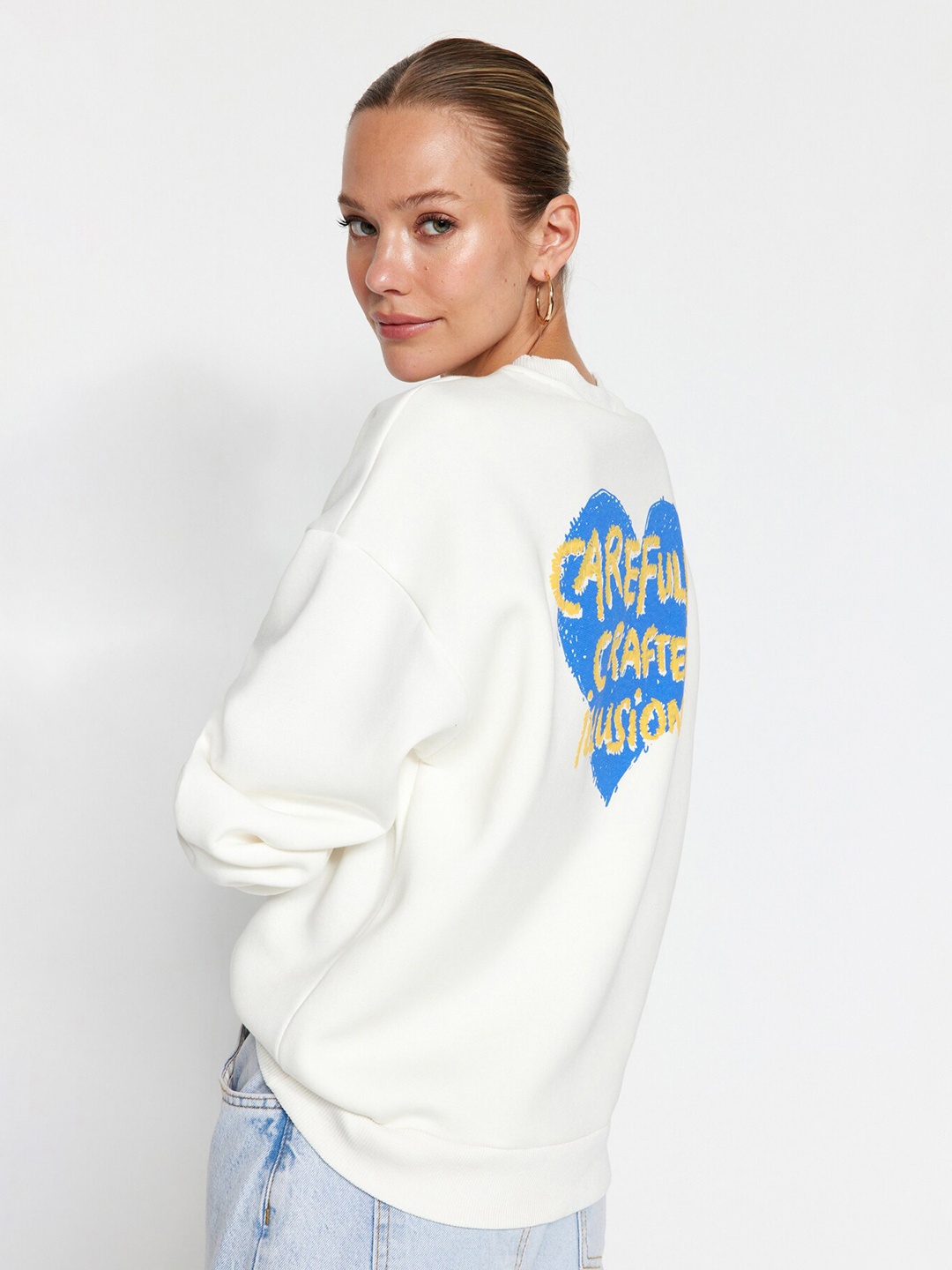 

Trendyol Typography Printed Pullover, White