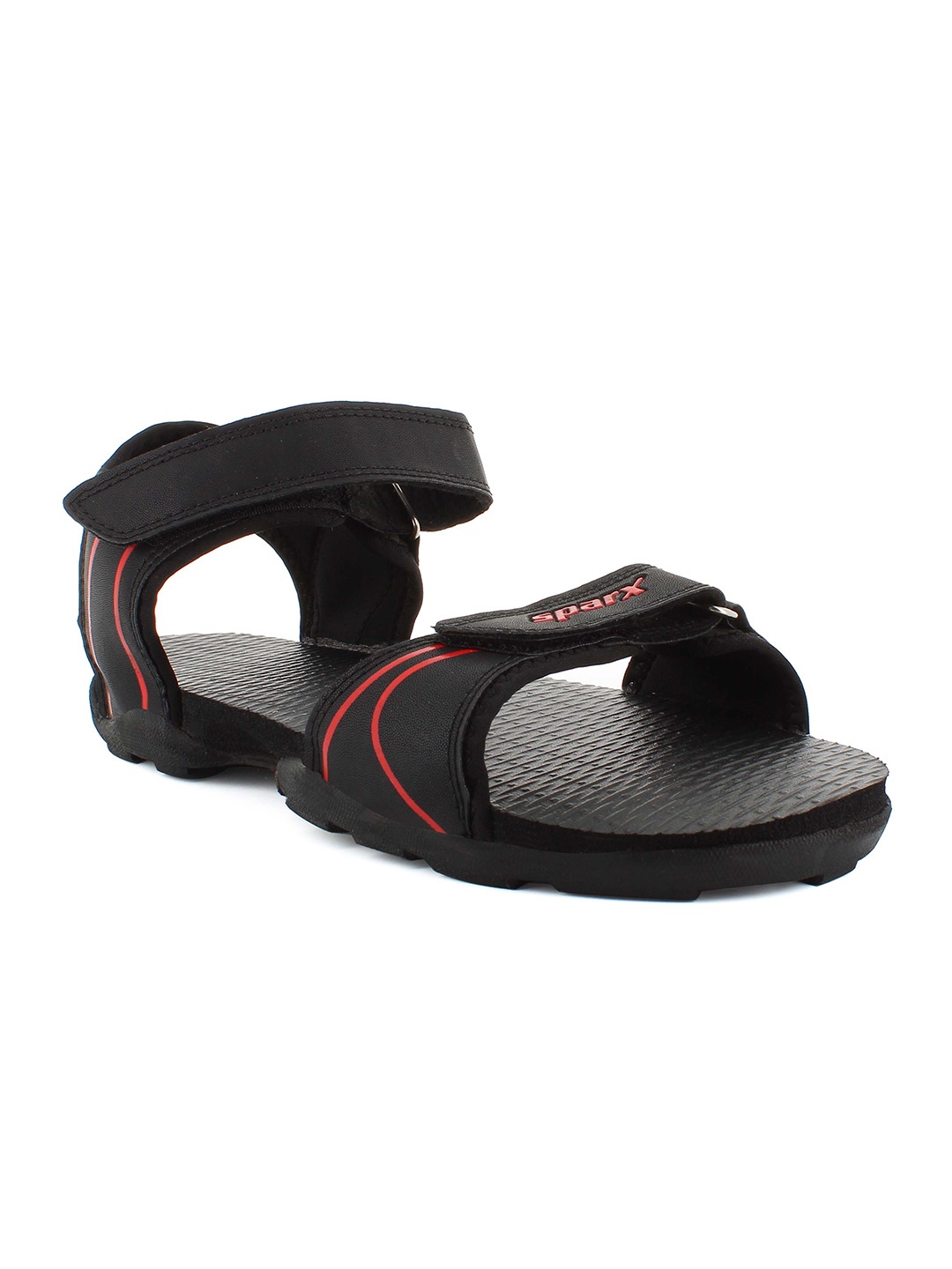 

Sparx Men Textured Sports Sandals With Velcro Closure, Black