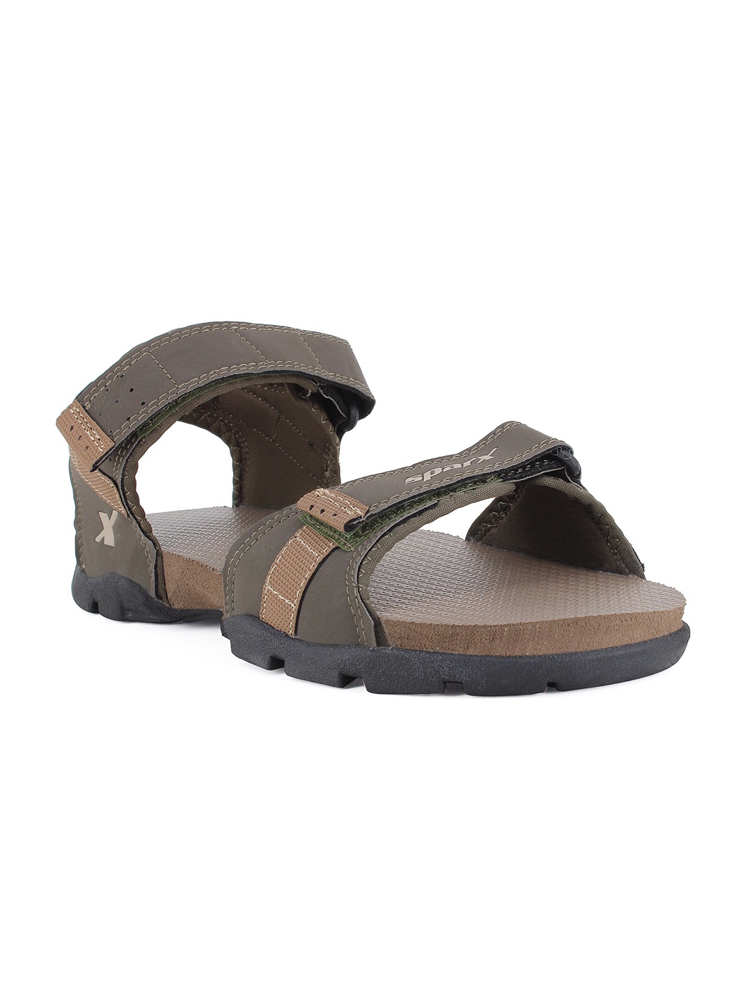 

Sparx Men Textured Sports Sandals With Velcro Closure, Olive