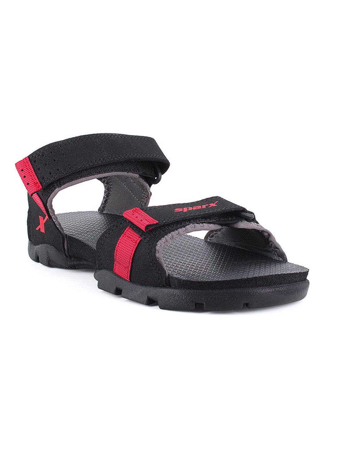 

Sparx Men Textured Sports Sandals With Velcro Closure, Black