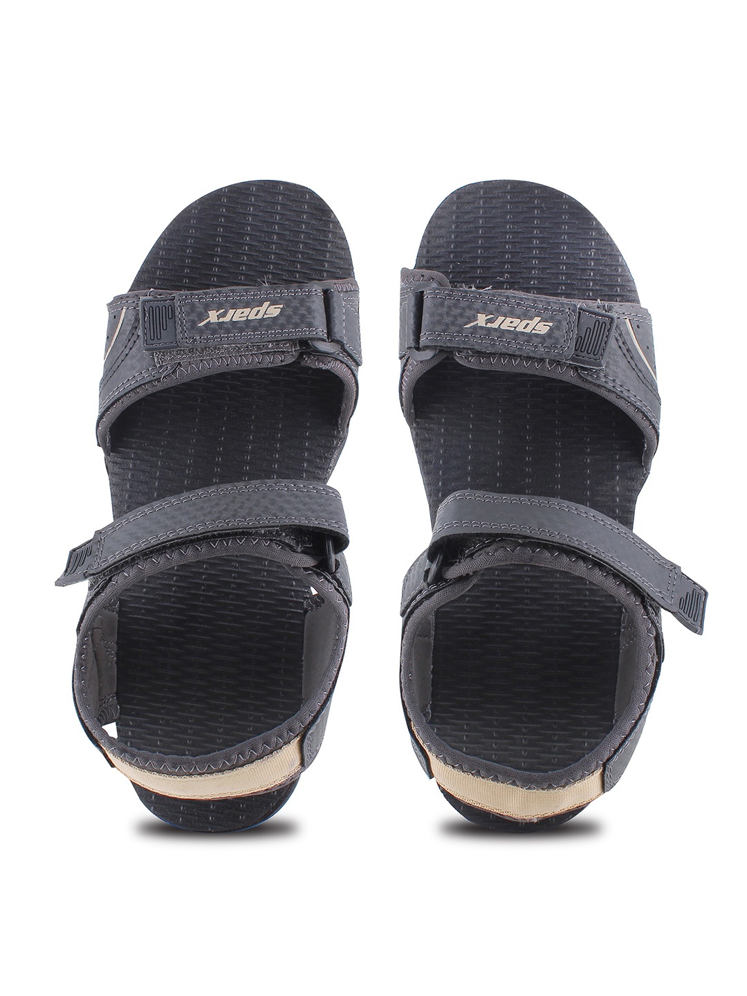 

Sparx Men Textured Sports Sandals With Velcro Closure, Camel brown