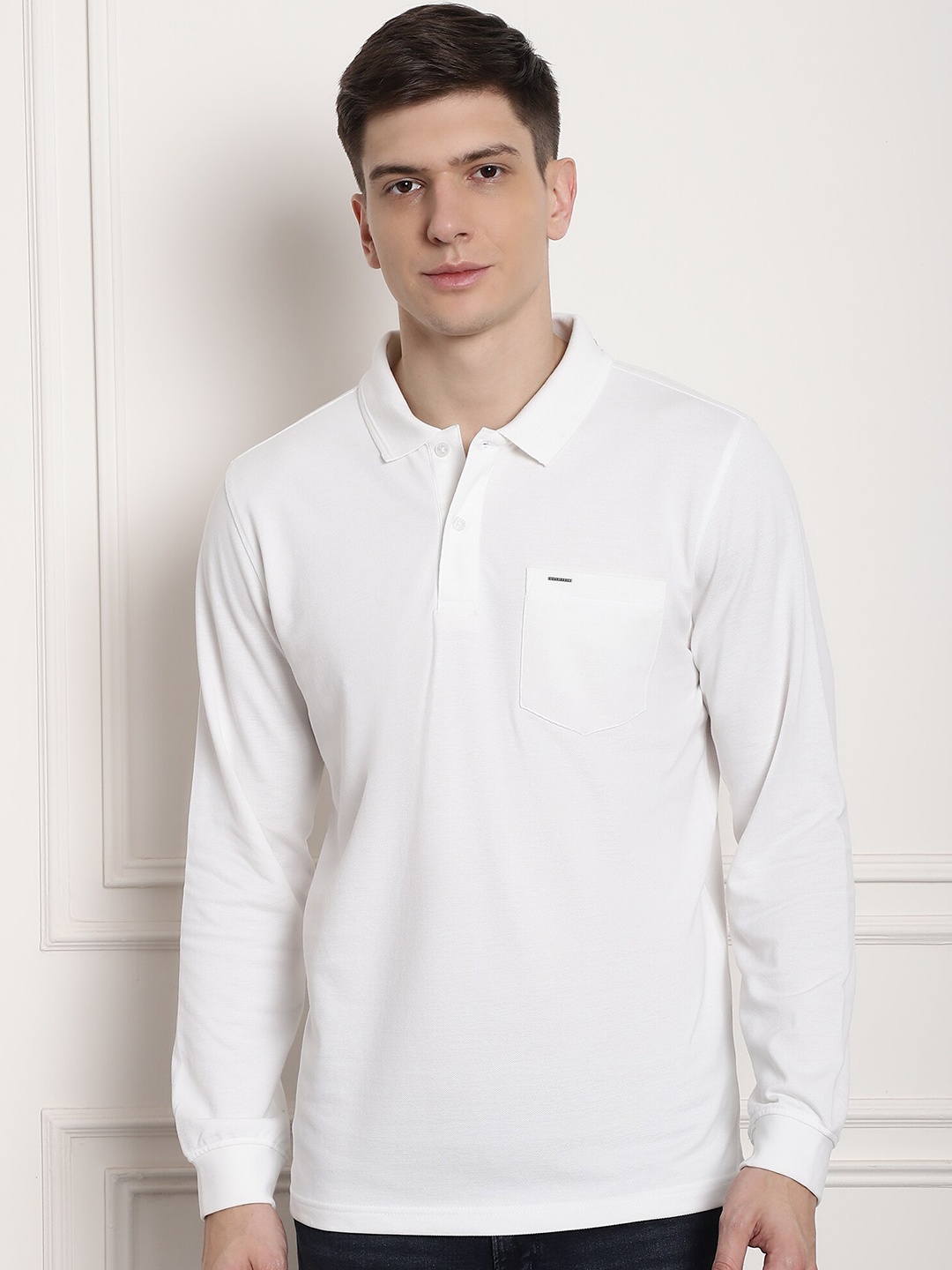 

CONFIDENCE Polo Collar Cotton T-shirt, White