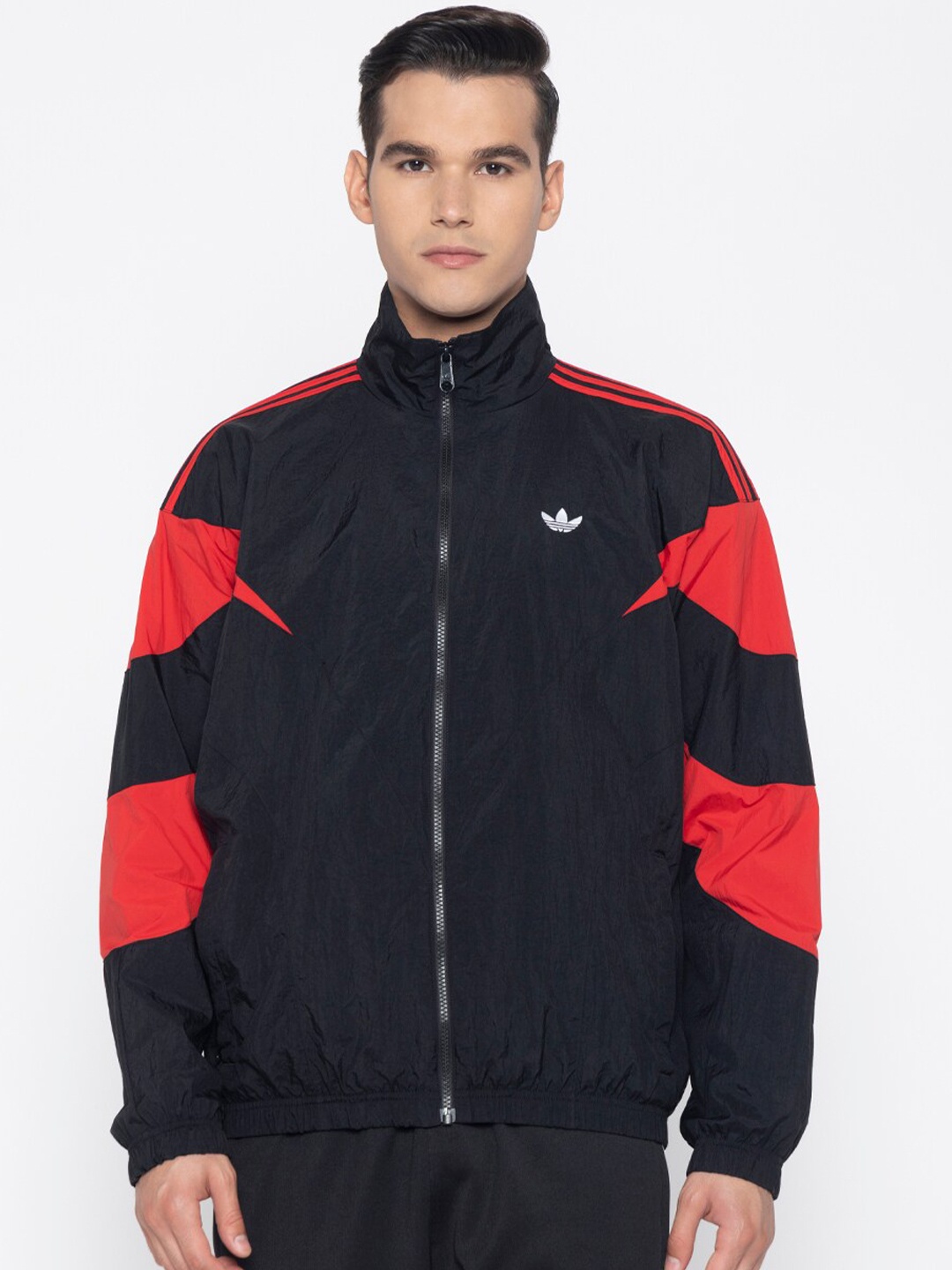 

ADIDAS Originals Mock Collar Open Front Jacket, Black