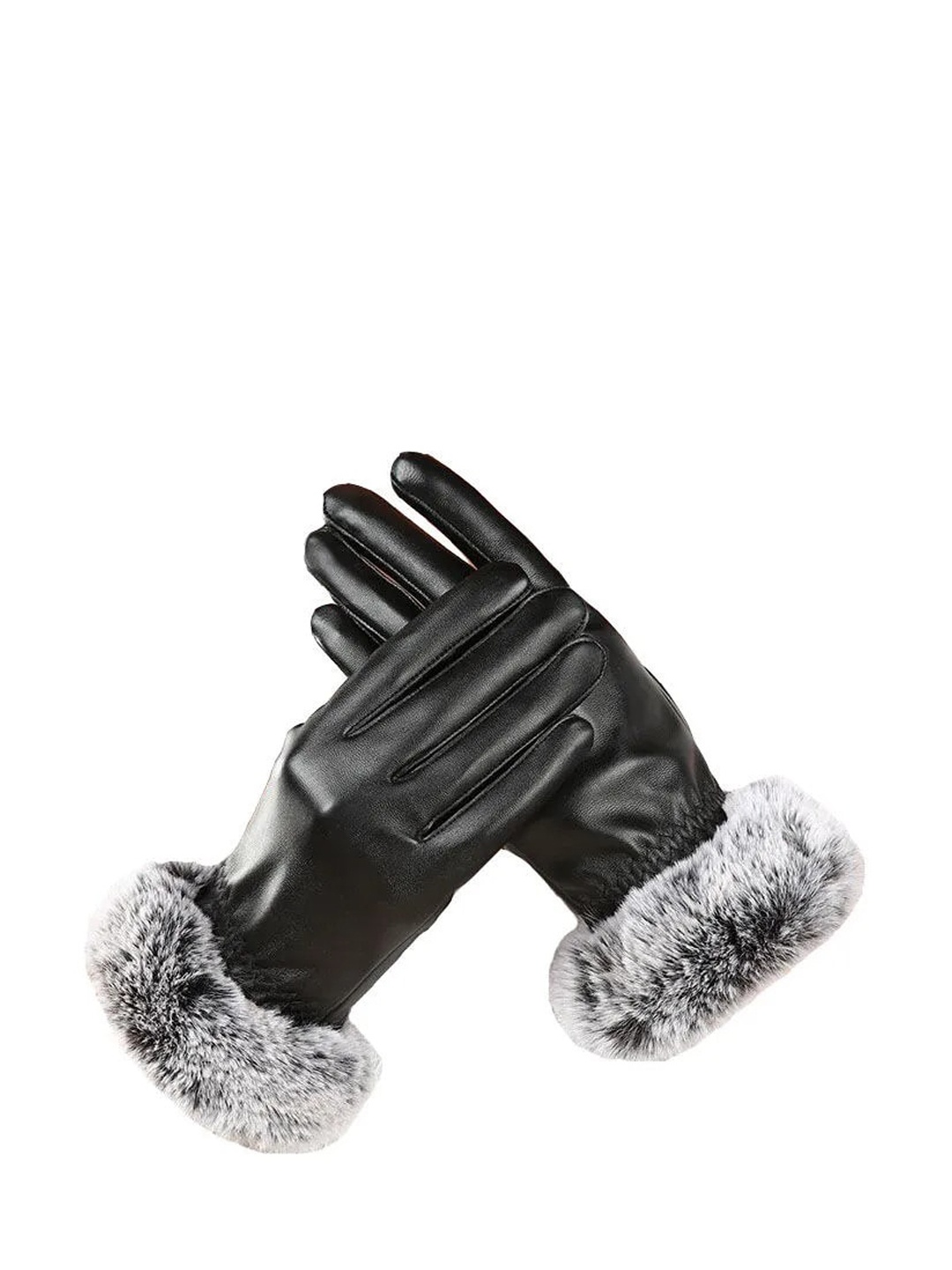

Alexvyan Thermal Warm Soft Fur Leather Winter Gloves, Black