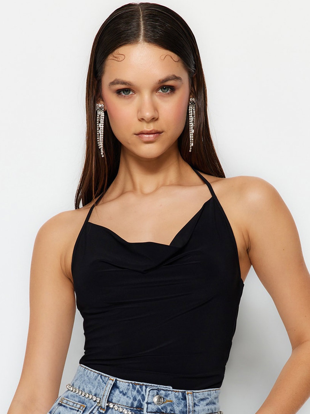 

Trendyol Cowl Neck Fitted Top, Black