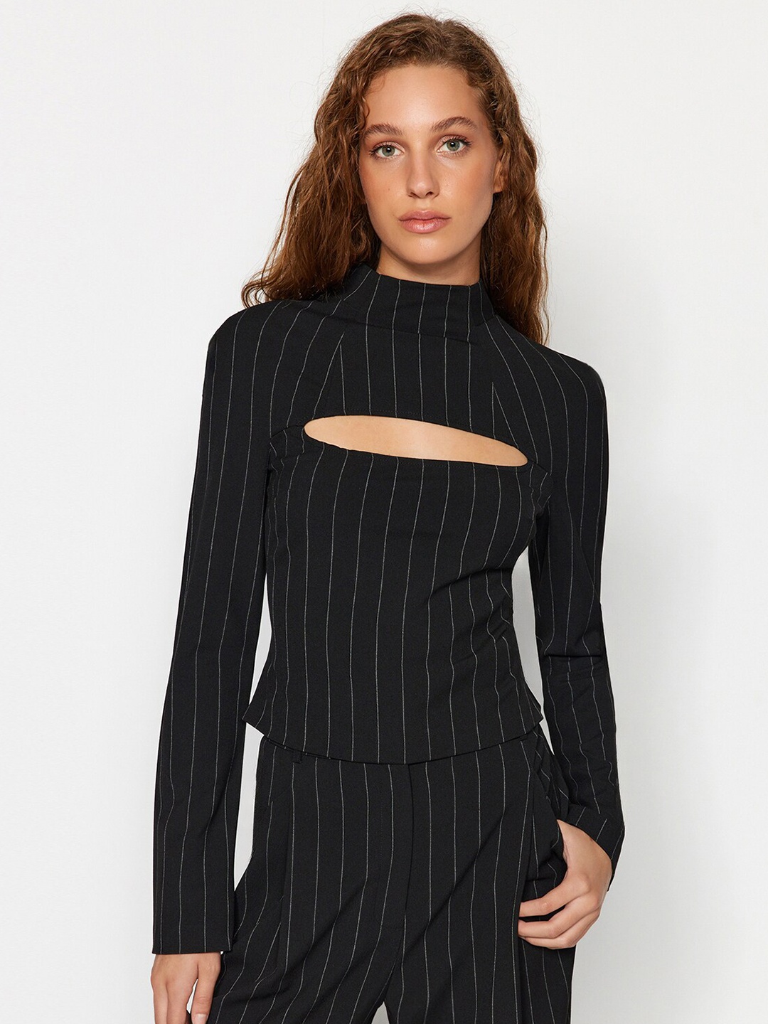 

Trendyol Cut Out Detail Striped Top, Black