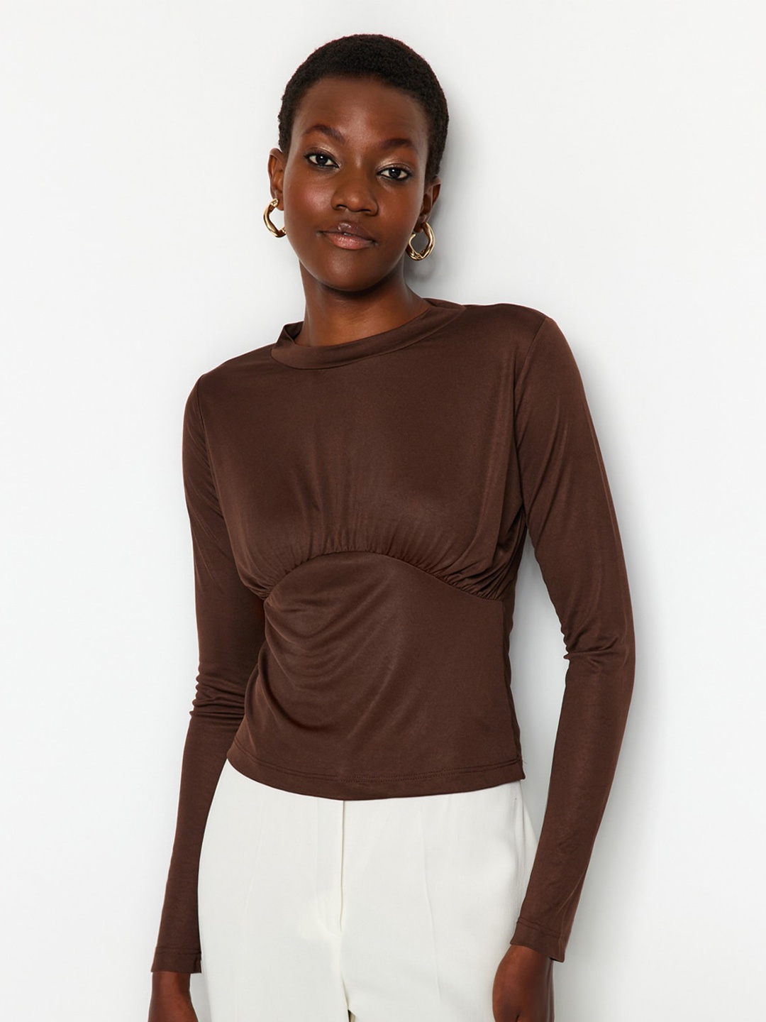 

Trendyol Long Sleeves Empire Top, Brown