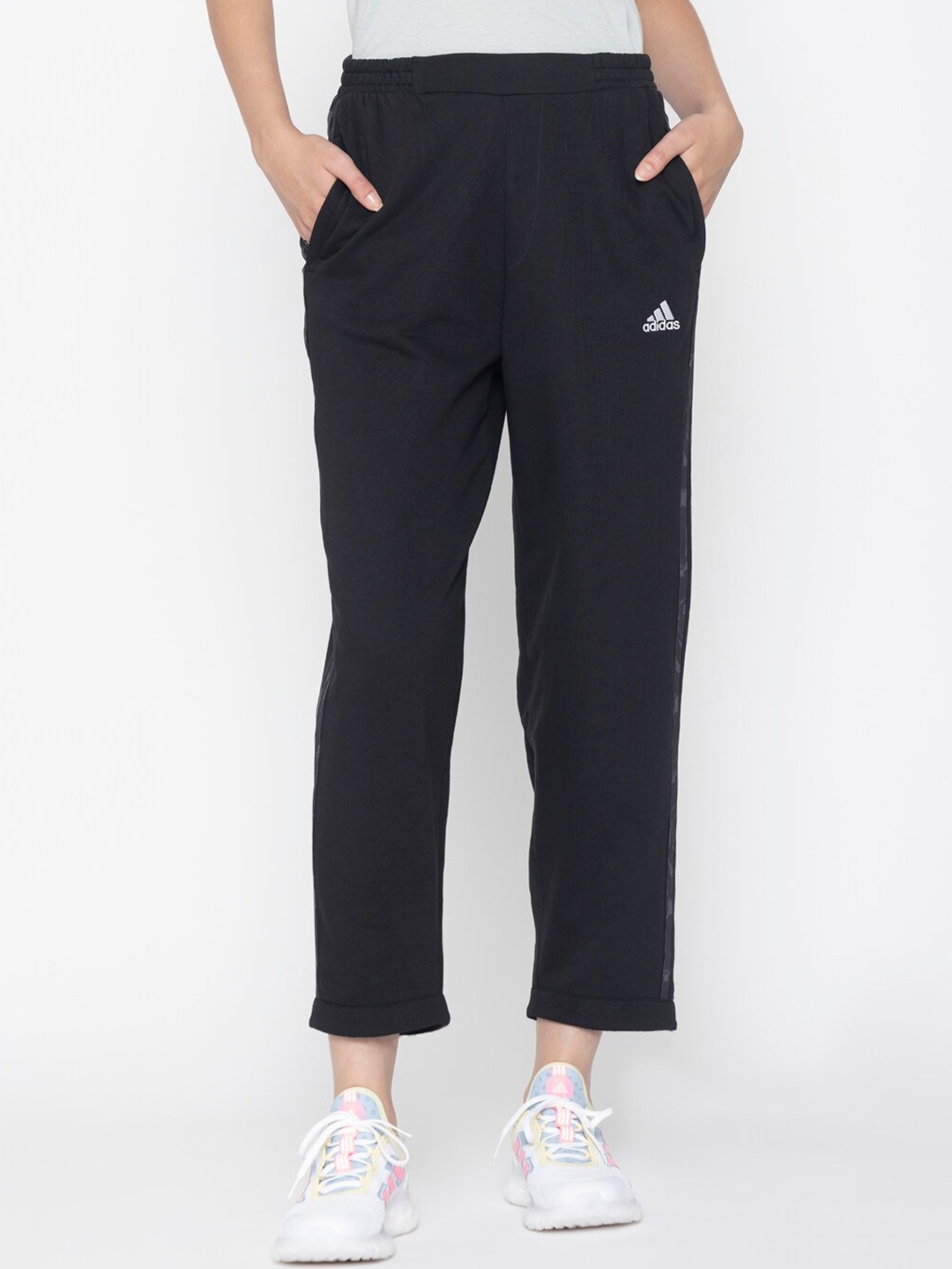 

ADIDAS Women W AOP PT Side-Striped Details Joggers, Black