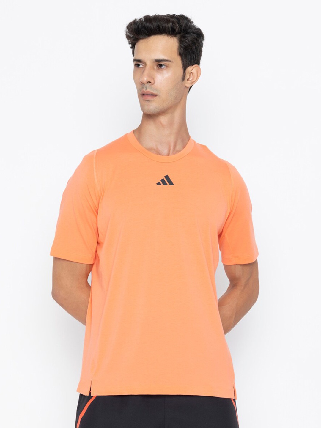 

ADIDAS TI 3BAR Printed Round Neck T-Shirt, Orange