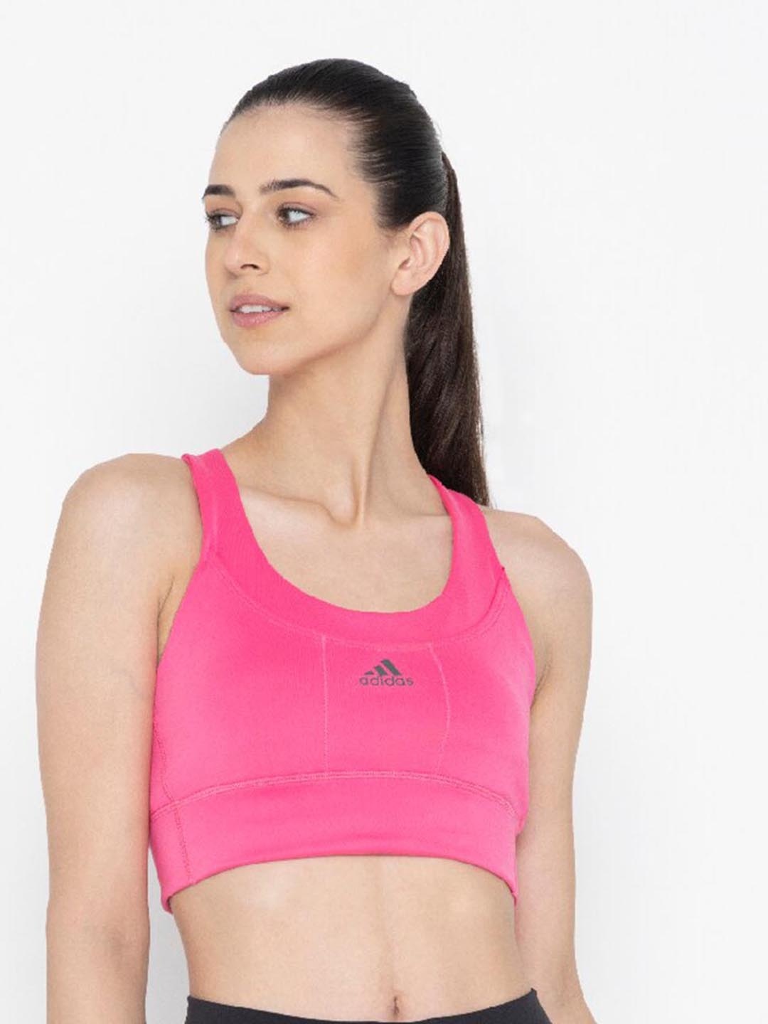 

ADIDAS RUN MS PKT Removable Padded Sports Workout Bra, Pink