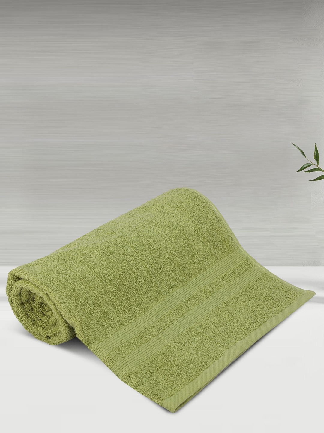 

LUSH & BEYOND Lime Green & White Striped Pure Cotton 500 GSM Bath Towel