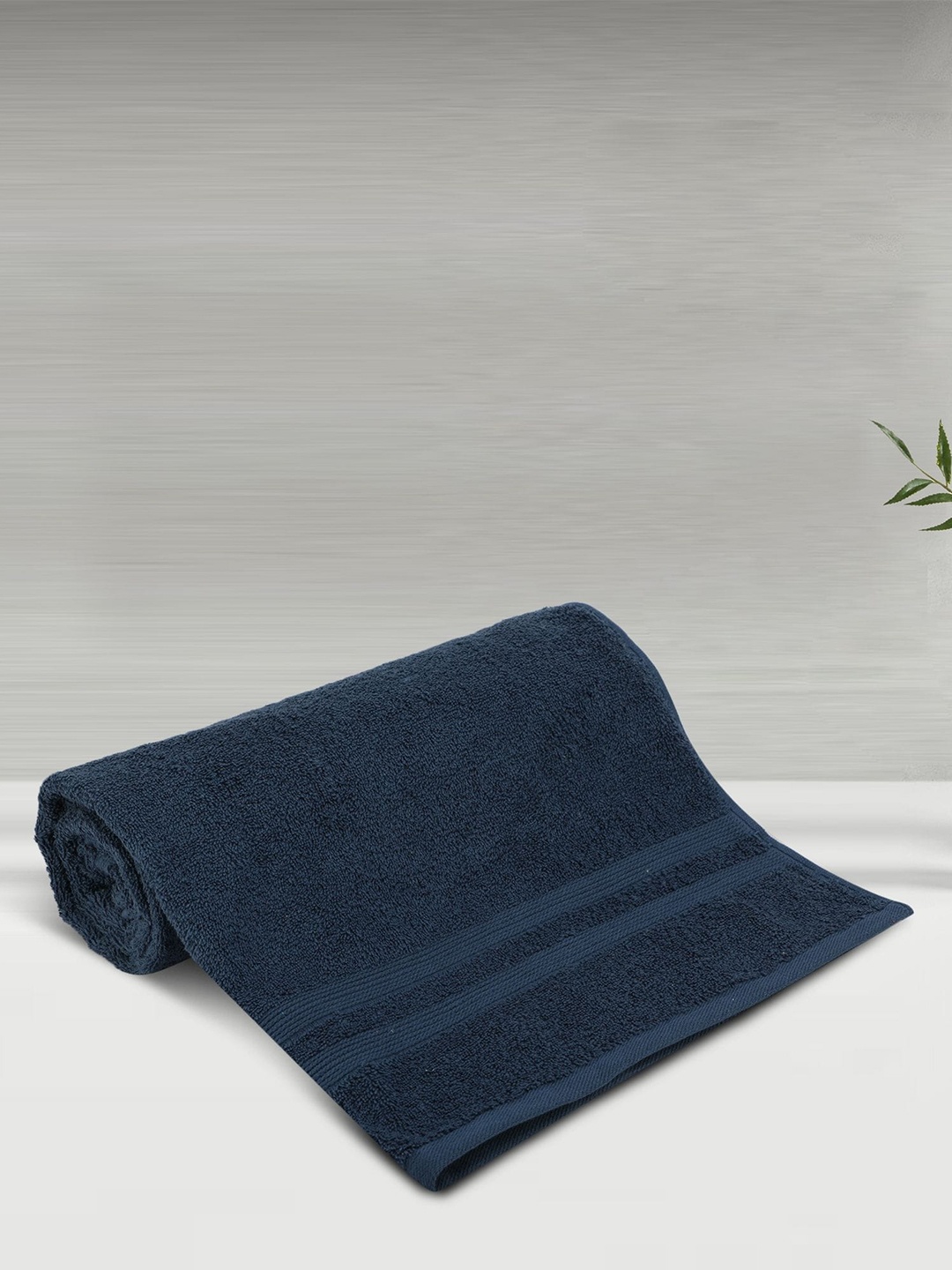 

LUSH & BEYOND Navy Blue Striped Pure Cotton 500 GSM Bath Towel