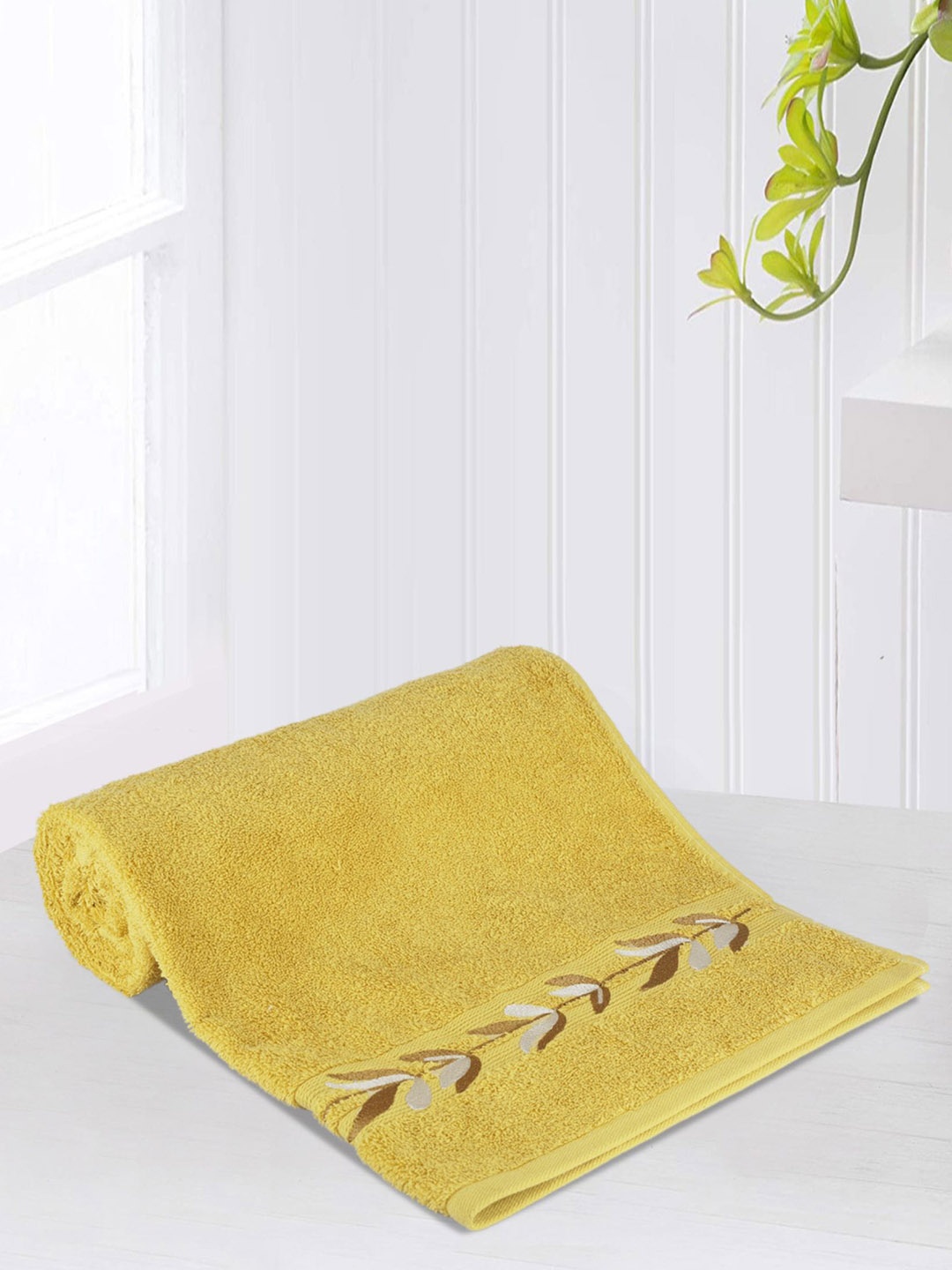 

LUSH & BEYOND Mustard Coloured Striped Pure Cotton 500 GSM Bath Towel