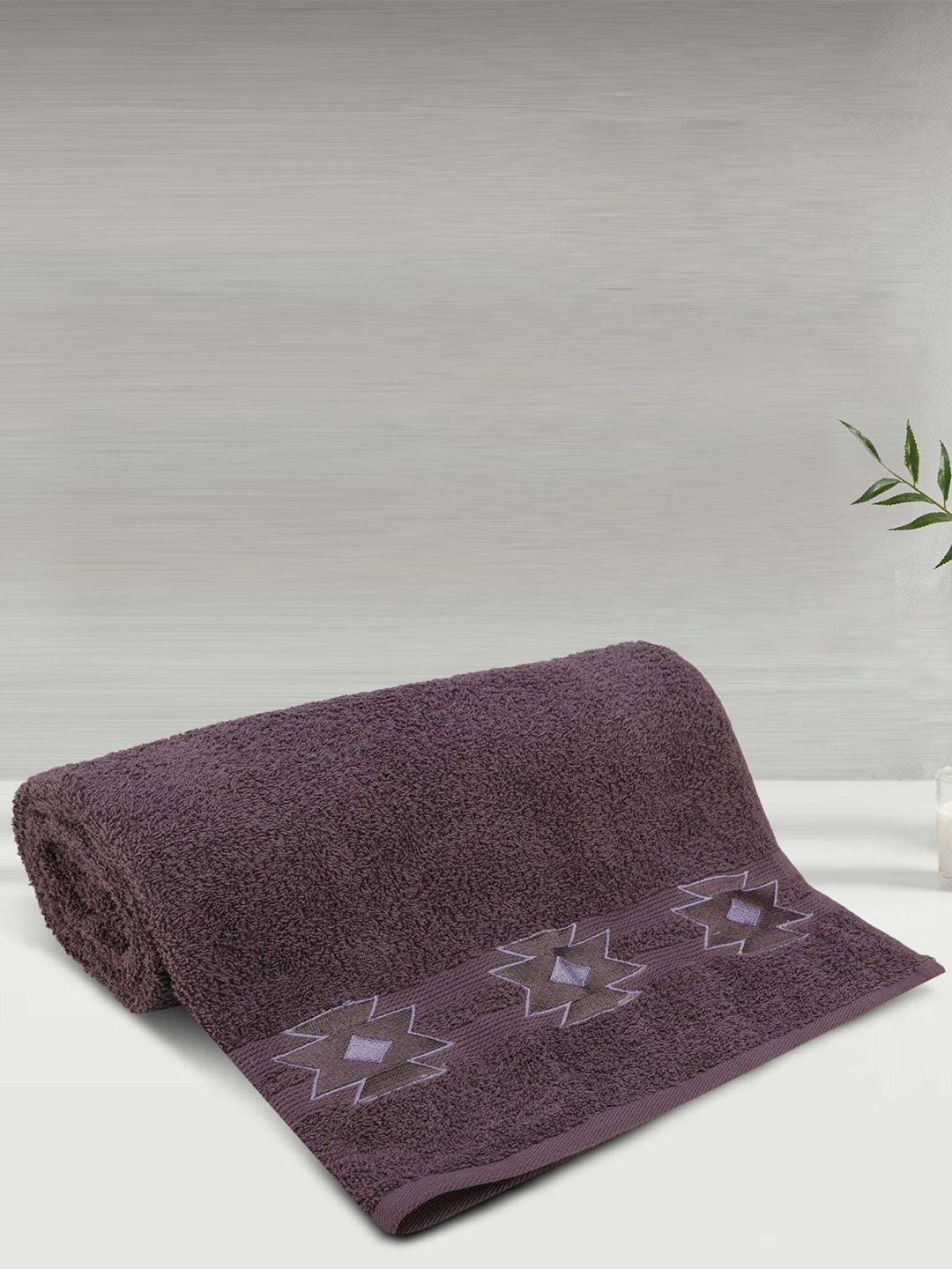 

LUSH & BEYOND Purple & White Striped Pure Cotton 500 GSM Bath Towel