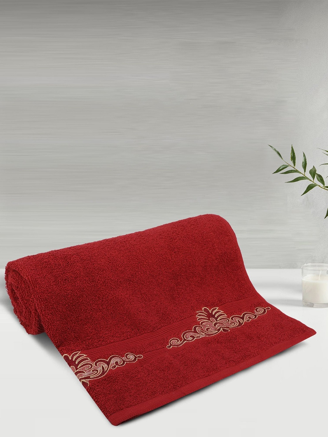 

LUSH & BEYOND Maroon Striped Pure Cotton 500 GSM Bath Towel
