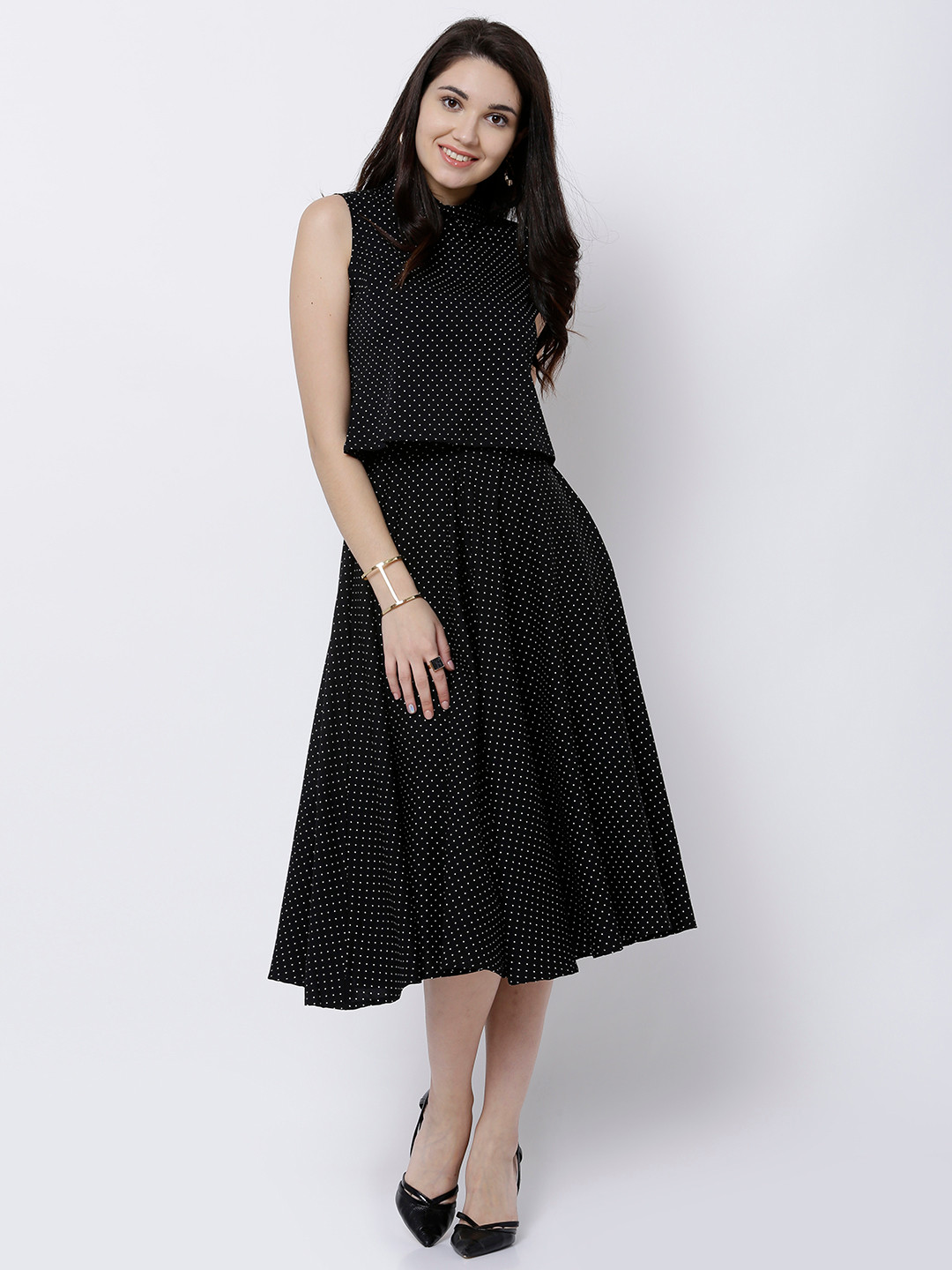 

Tokyo Talkies Women Black Printed Top with Skirt