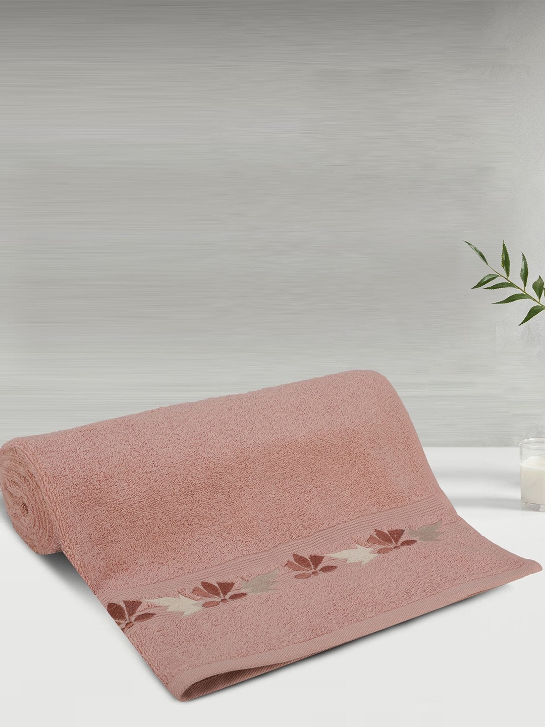 

LUSH & BEYOND Peach Coloured & White Striped Pure Cotton 500 GSM Bath Towel