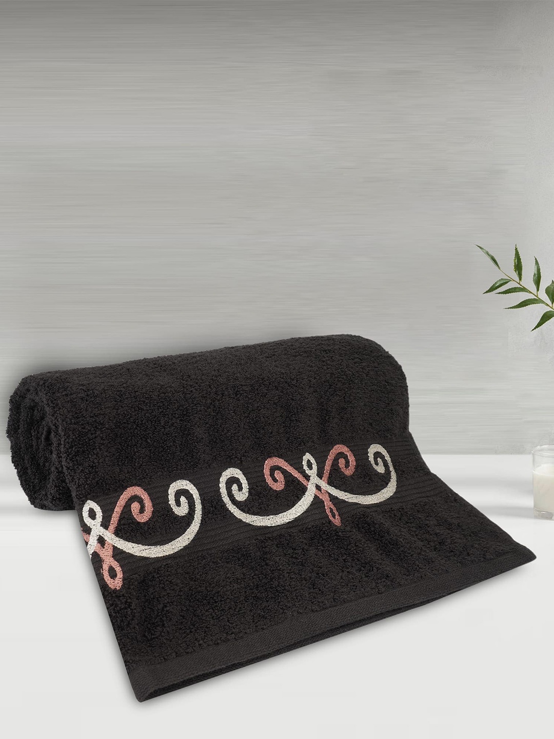 

LUSH & BEYOND Black & White Striped Pure Cotton 500 GSM Bath Towel