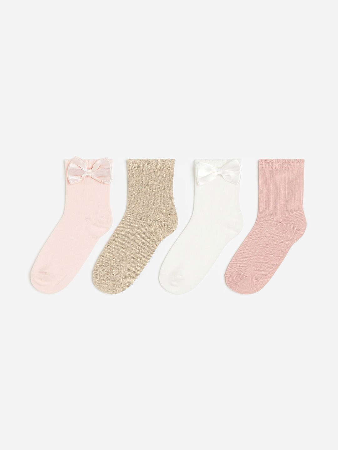 

H&M Girls 4-Pack Frill-Trimmed Socks, White
