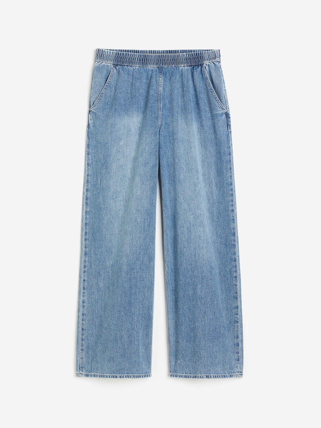 

H&M Women Wide Denim Joggers, Blue