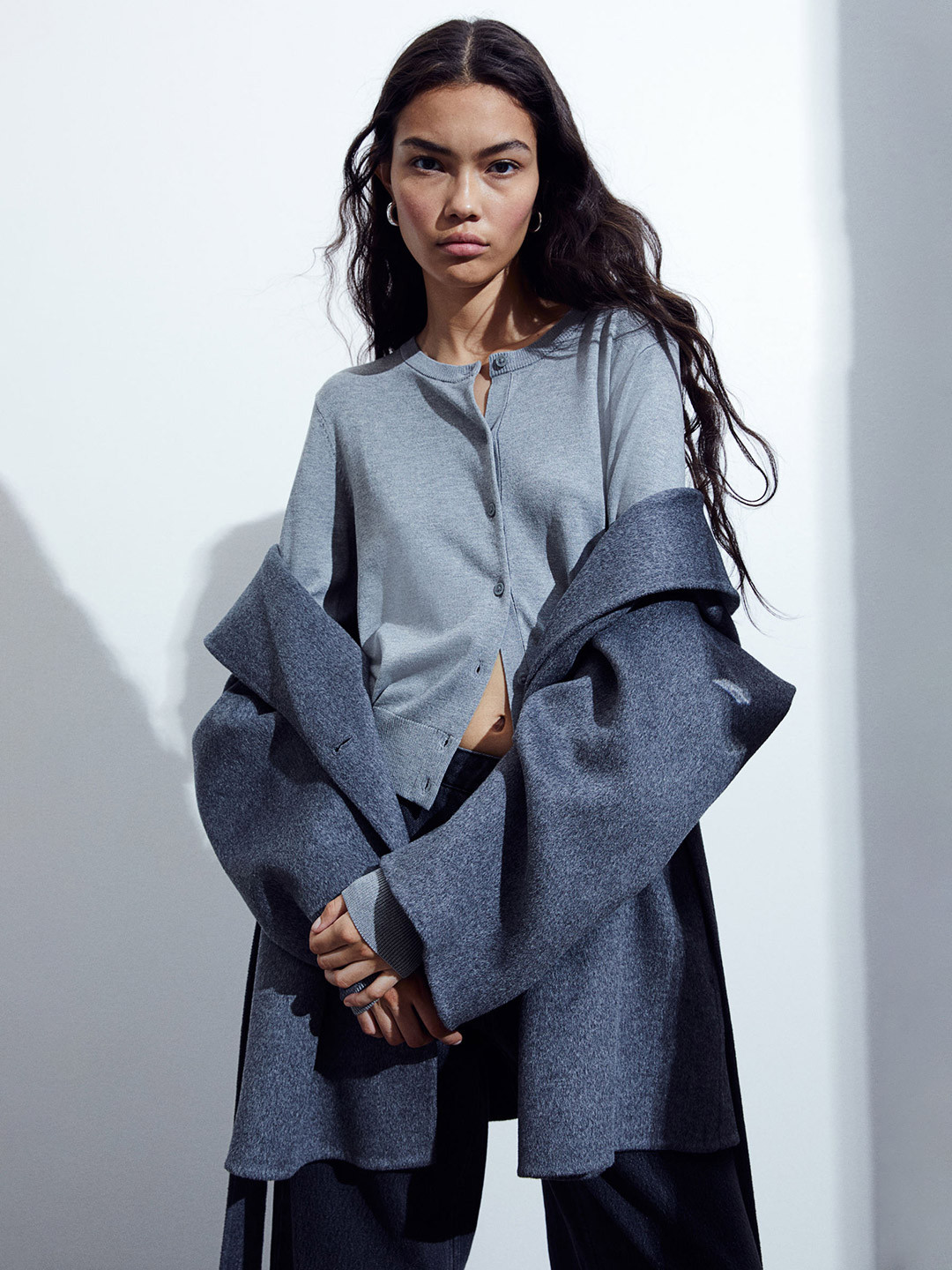 

H&M Fine-Knit Cardigan, Grey