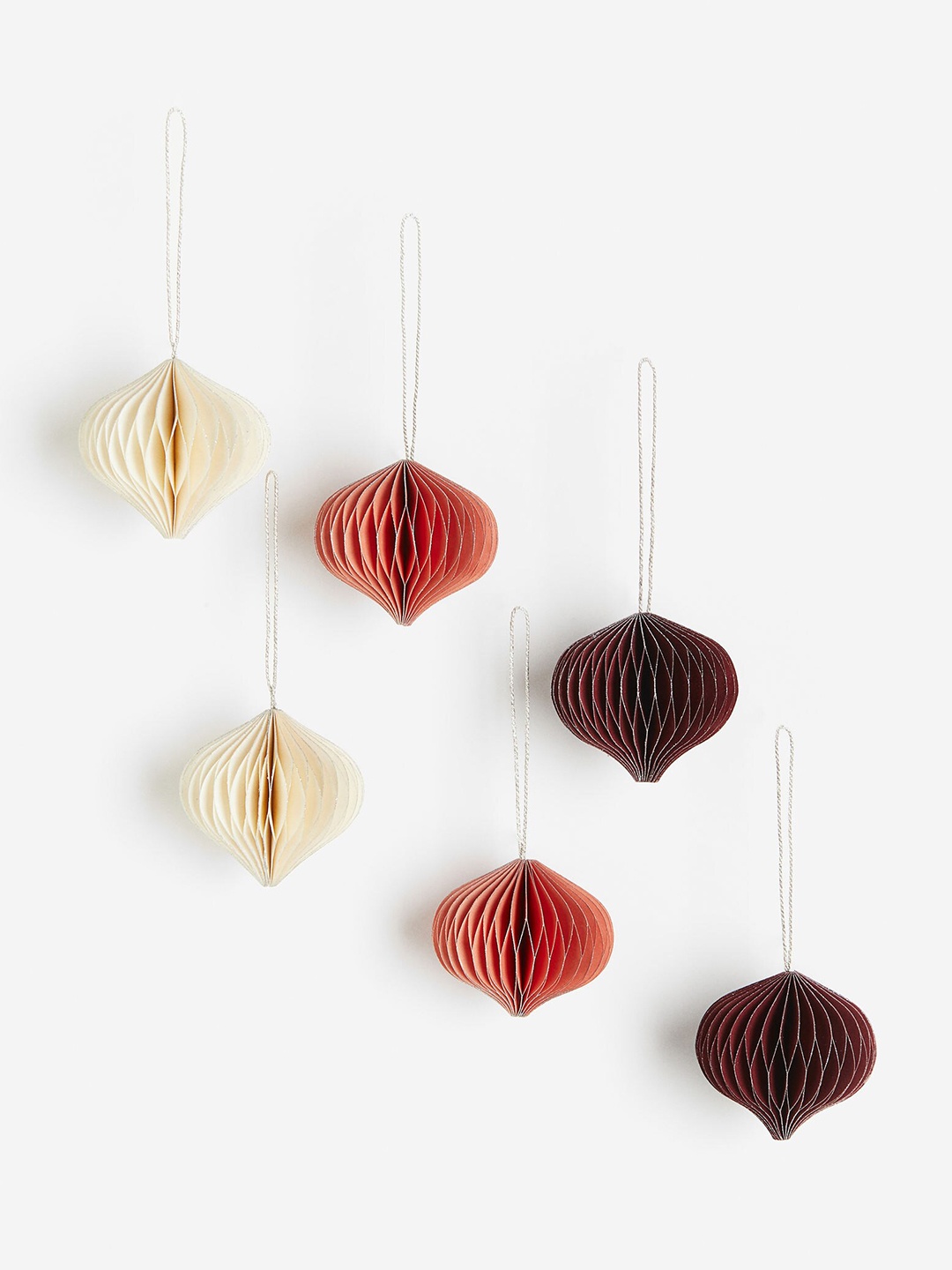 H&M White & Pink 6-Pack Christmas Decorations