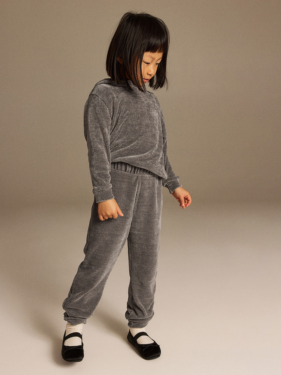 

H&M Girls 2-Piece Pure Cotton Chenille Set, Grey