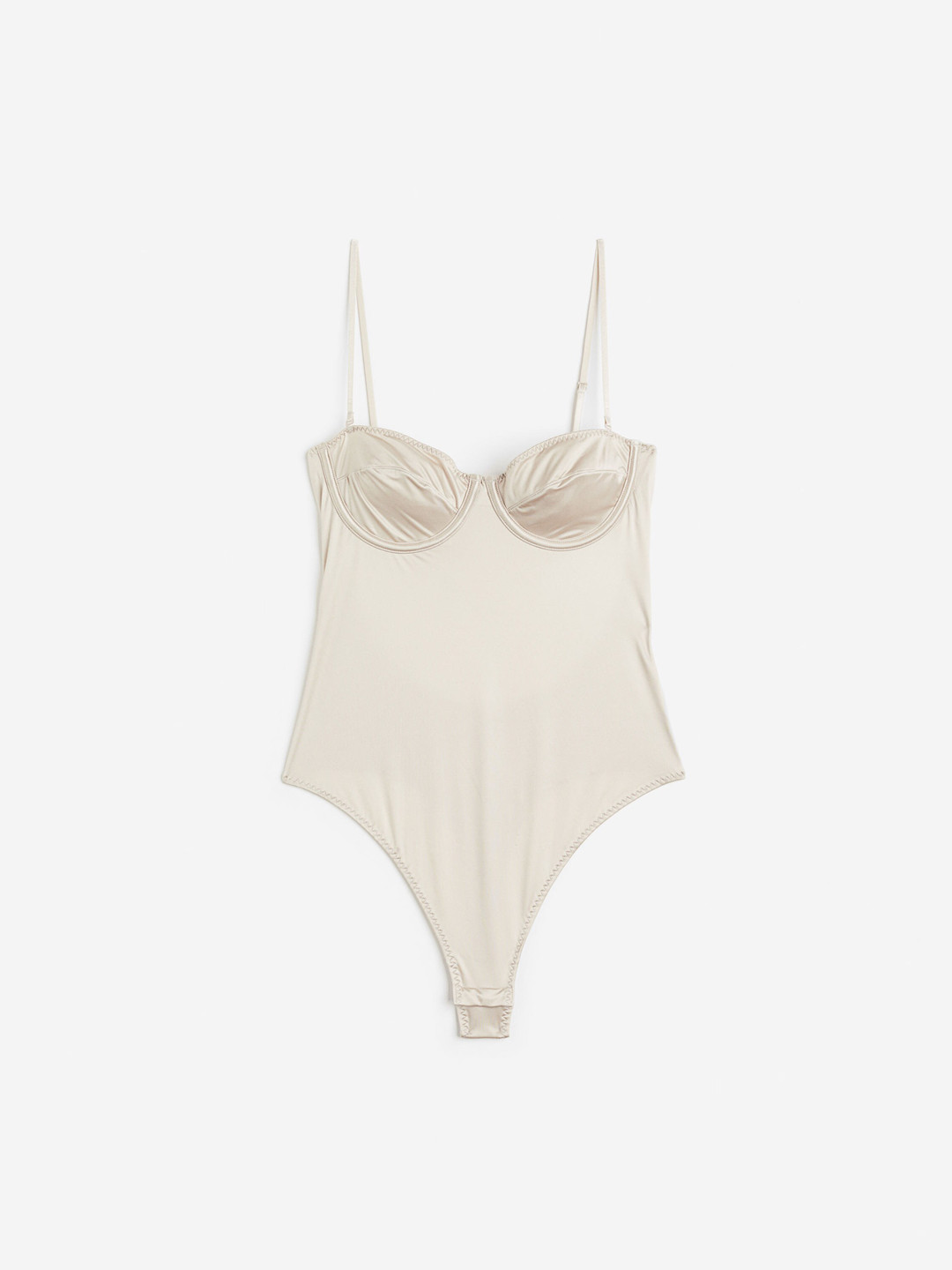 

H&M Satin Balconette Thong Body, Beige