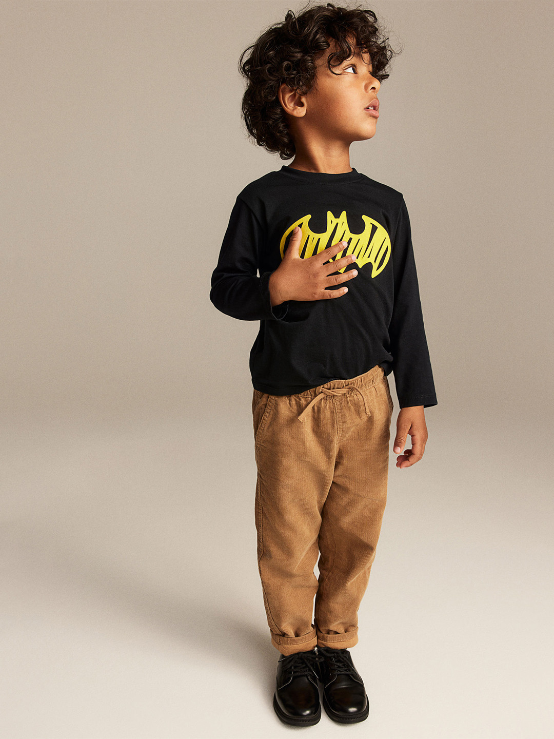 

H&M Boys 2-Pack Pure Cotton Batman Long-Sleeved T-Shirts, Black