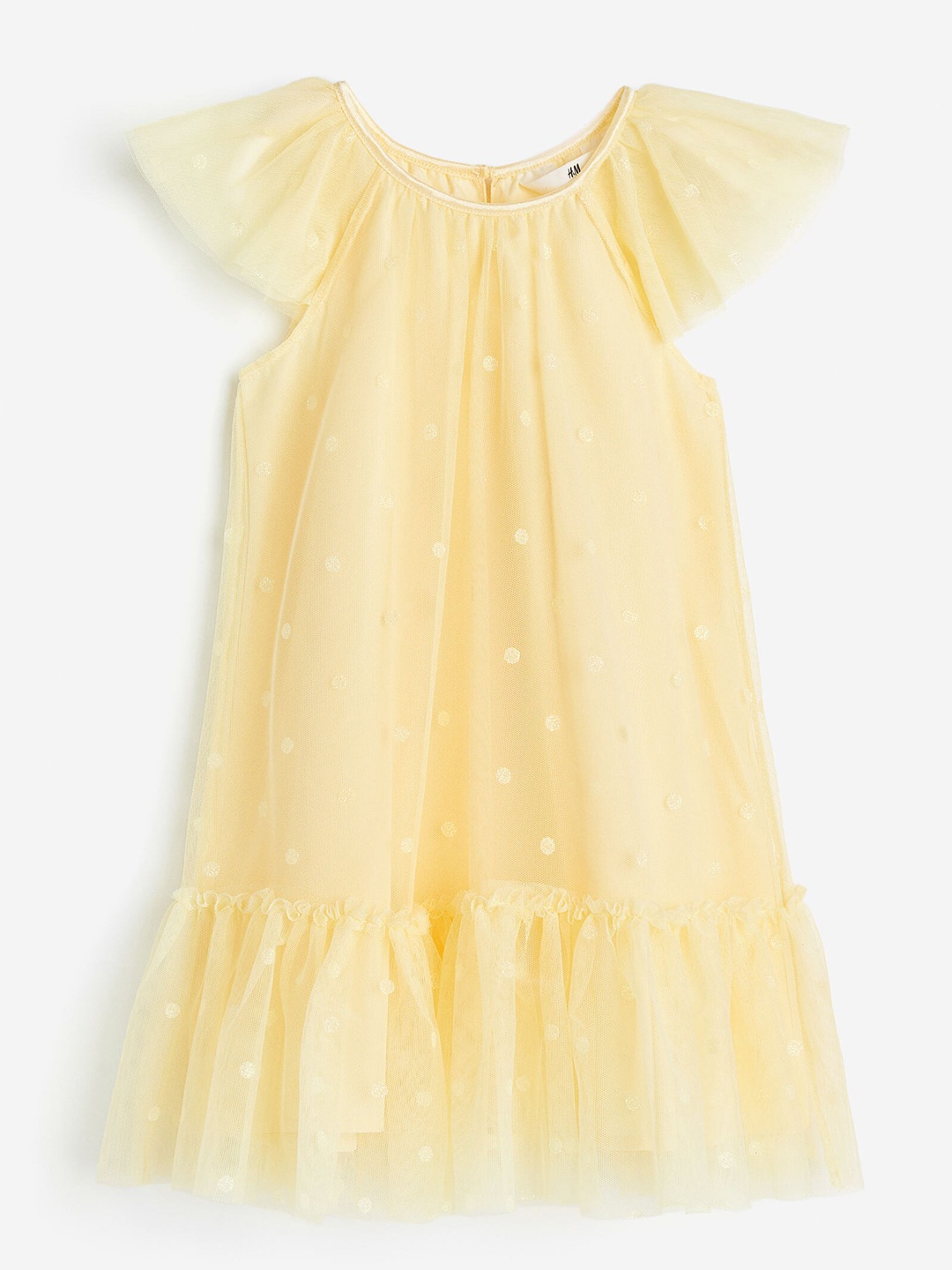 

H&M Girls Butterfly-Sleeved Tulle Dress, Yellow