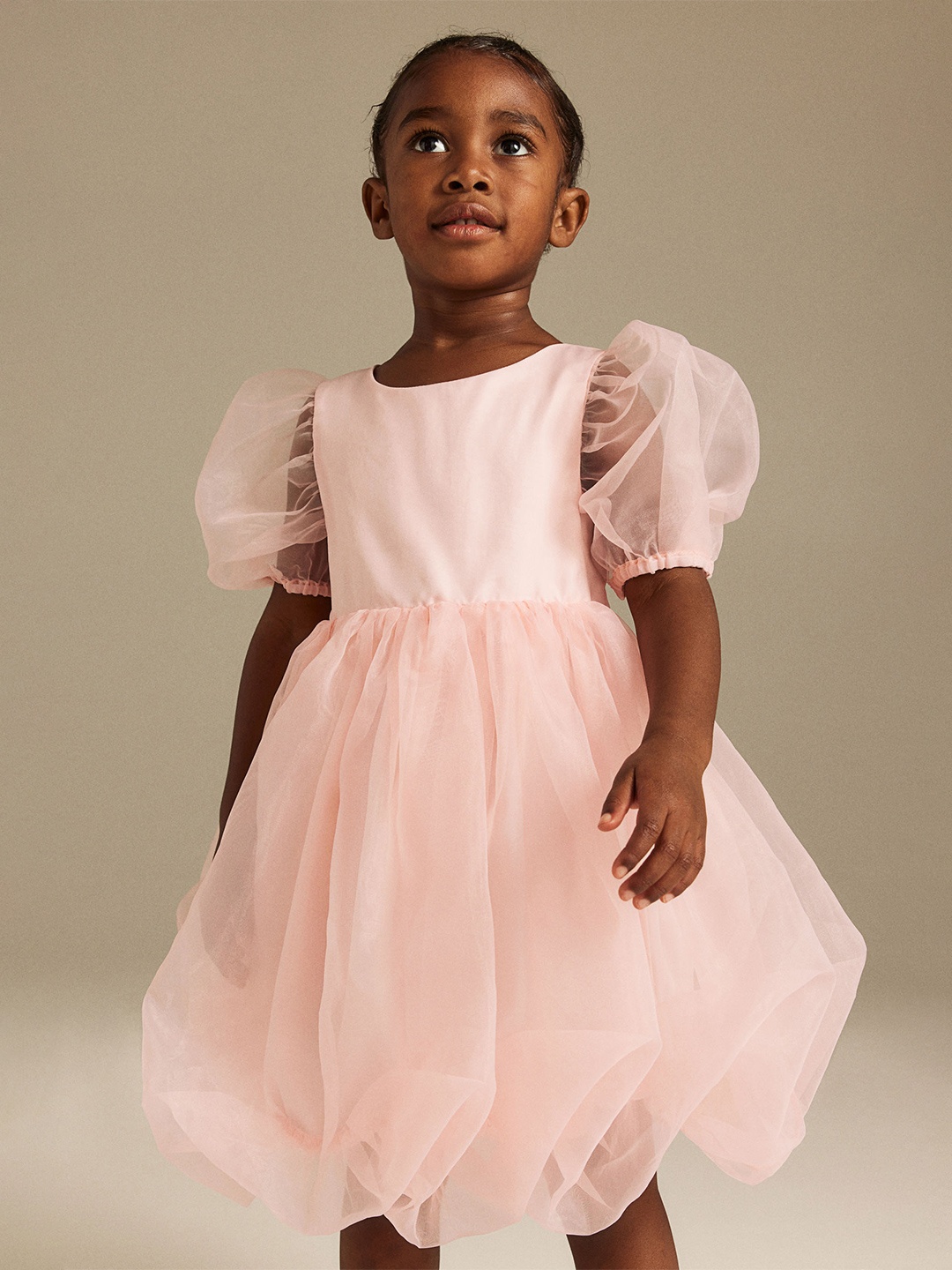 

H&M Girls Balloon-Skirt Tulle Dress, Pink